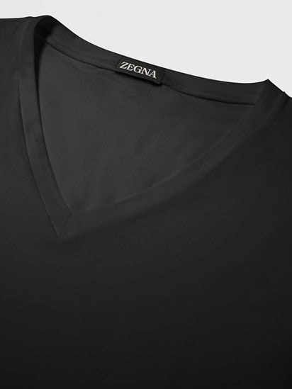 Black Cotton V-Neck T-Shirt 22493624 US Zegna | SS24