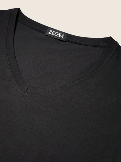 黒 ストレッチモダール Vネック Tシャツ SS26 22493627 | Zegna JP