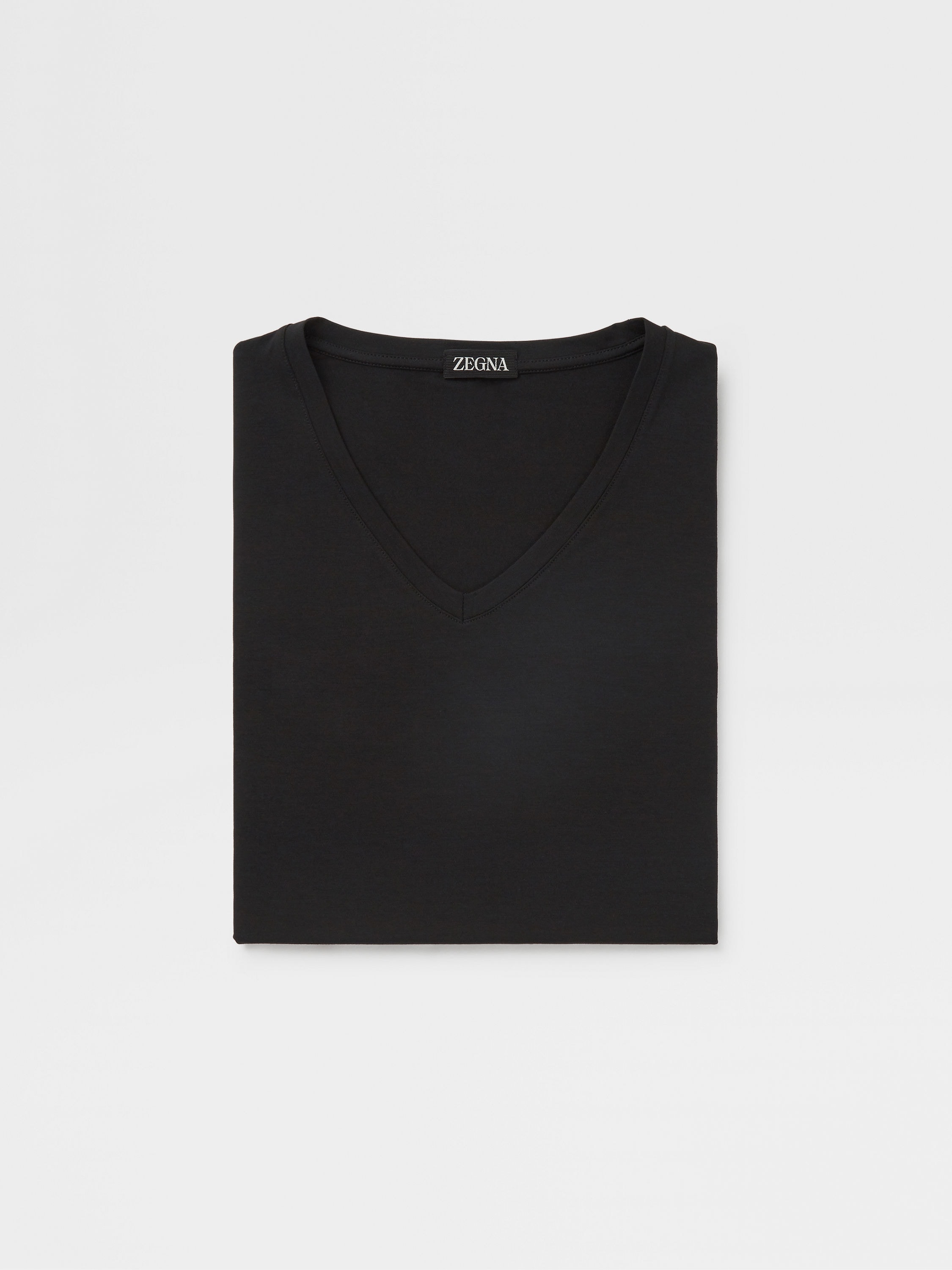 Black Stretch Modal V-Neck T-Shirt