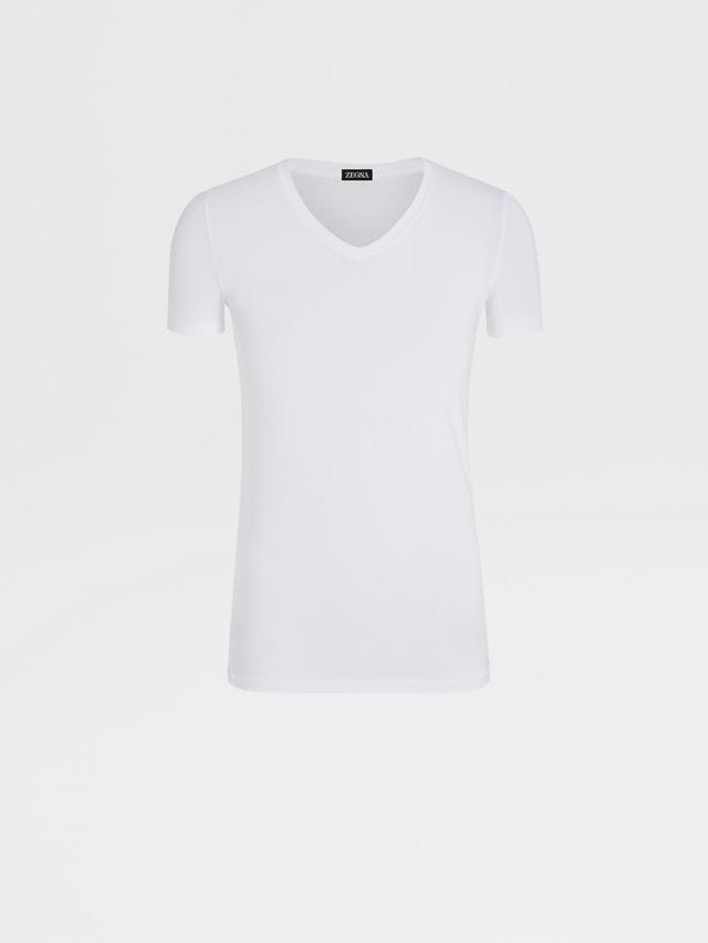 White Stretch Modal T-shirt Product detail photo #2