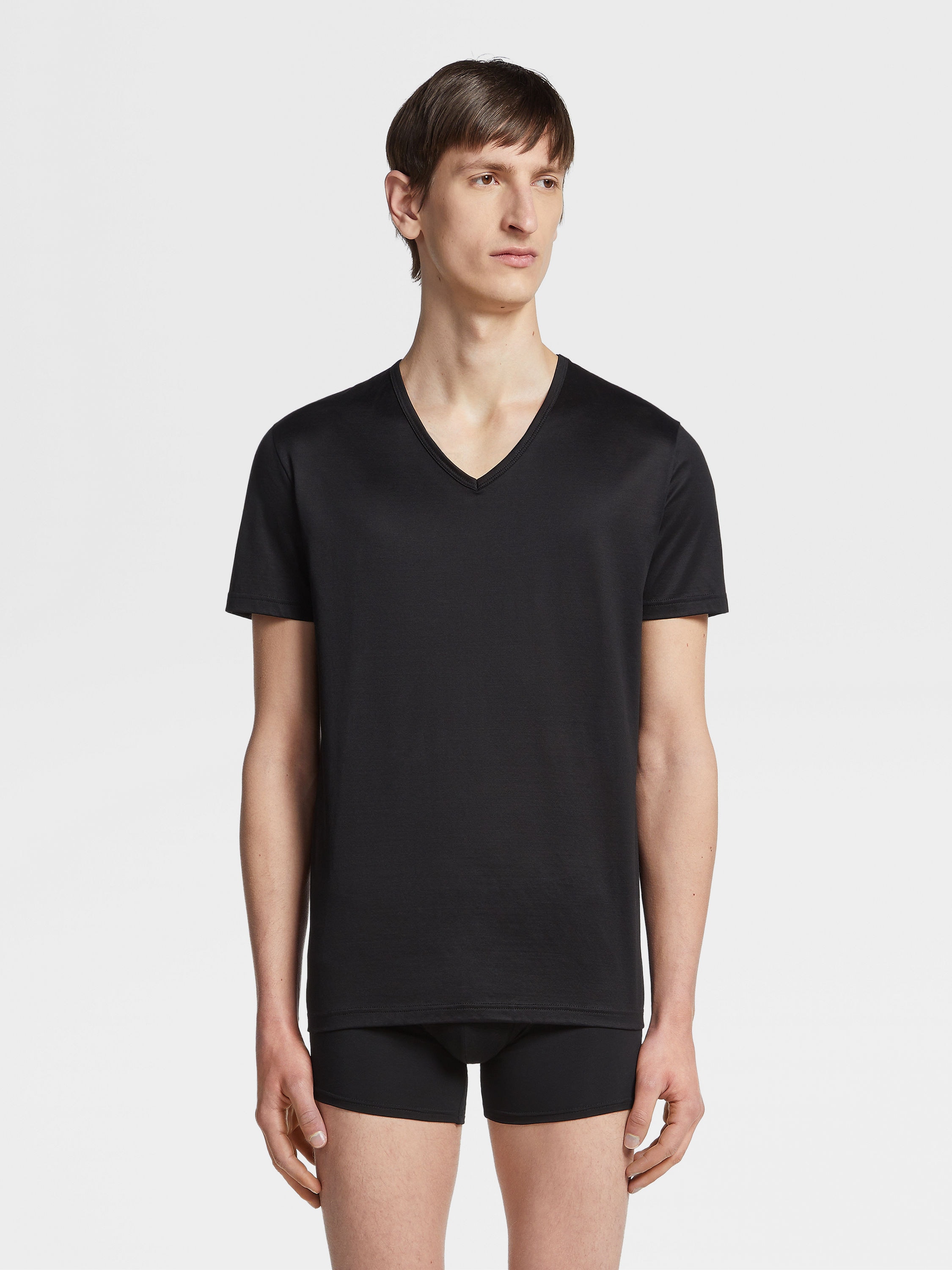 Black Cotton T-shirt Product detail photo #2