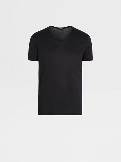 Tシャツ・カットソー Zegna Black Cotton T-Shirt ZEGNA BLACK #USETHEEXISTING™ COTTON T-SHIRT | REVERSIBLE