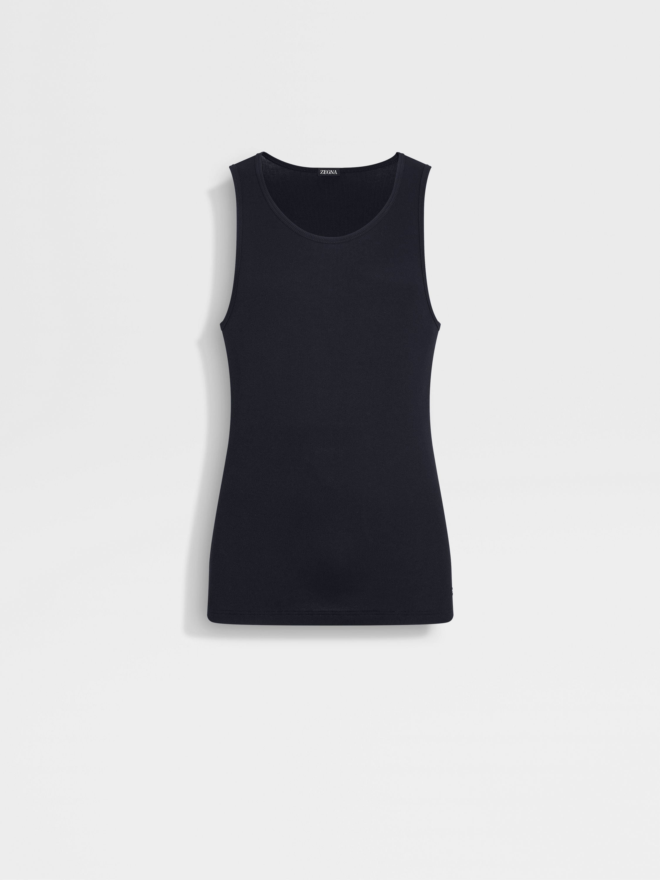 Black Cotton Blend Tank Top 