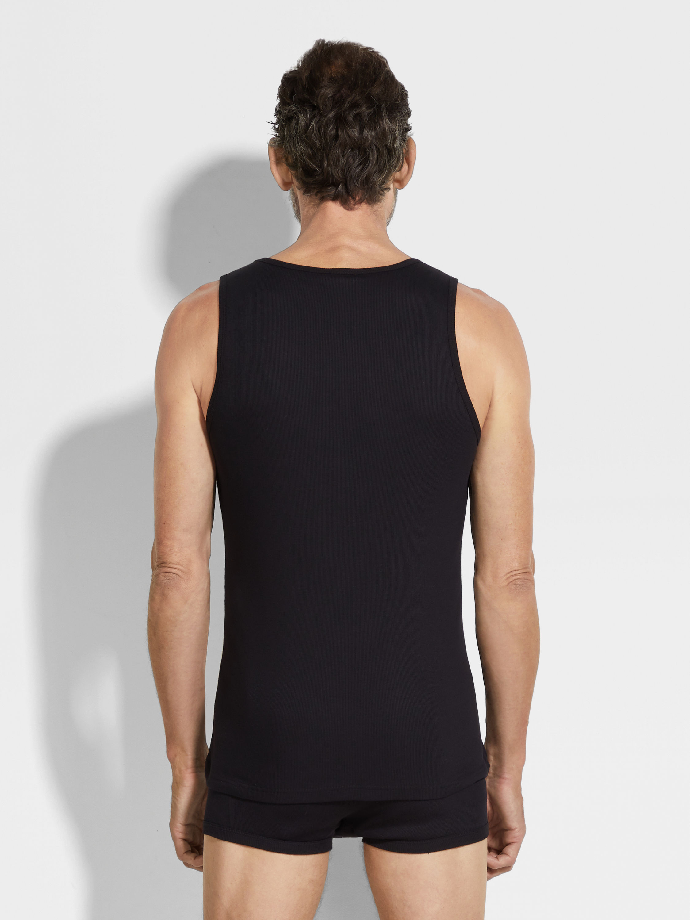 Black Cotton Blend Tank Top Product detail photo #3