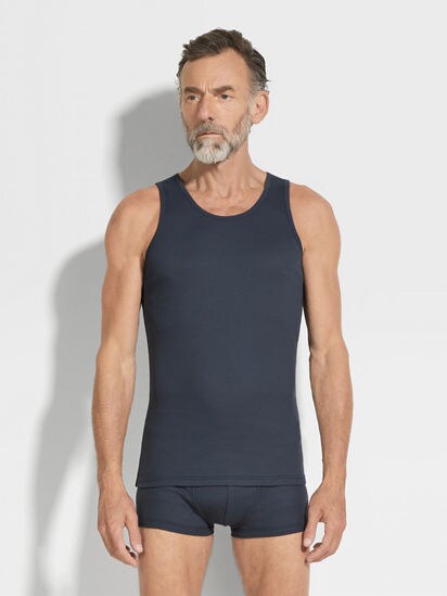 Blue Cotton Blend Tank Top FW25 33991361 | Zegna JP