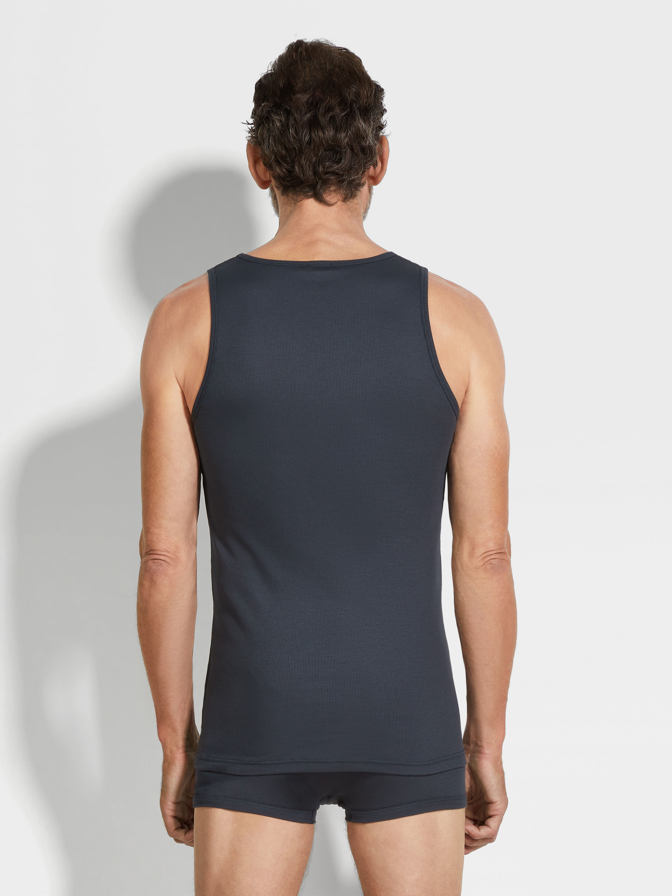 Tanktop aus Baumwollmischung in Blau Detailfoto #3 des Produkts