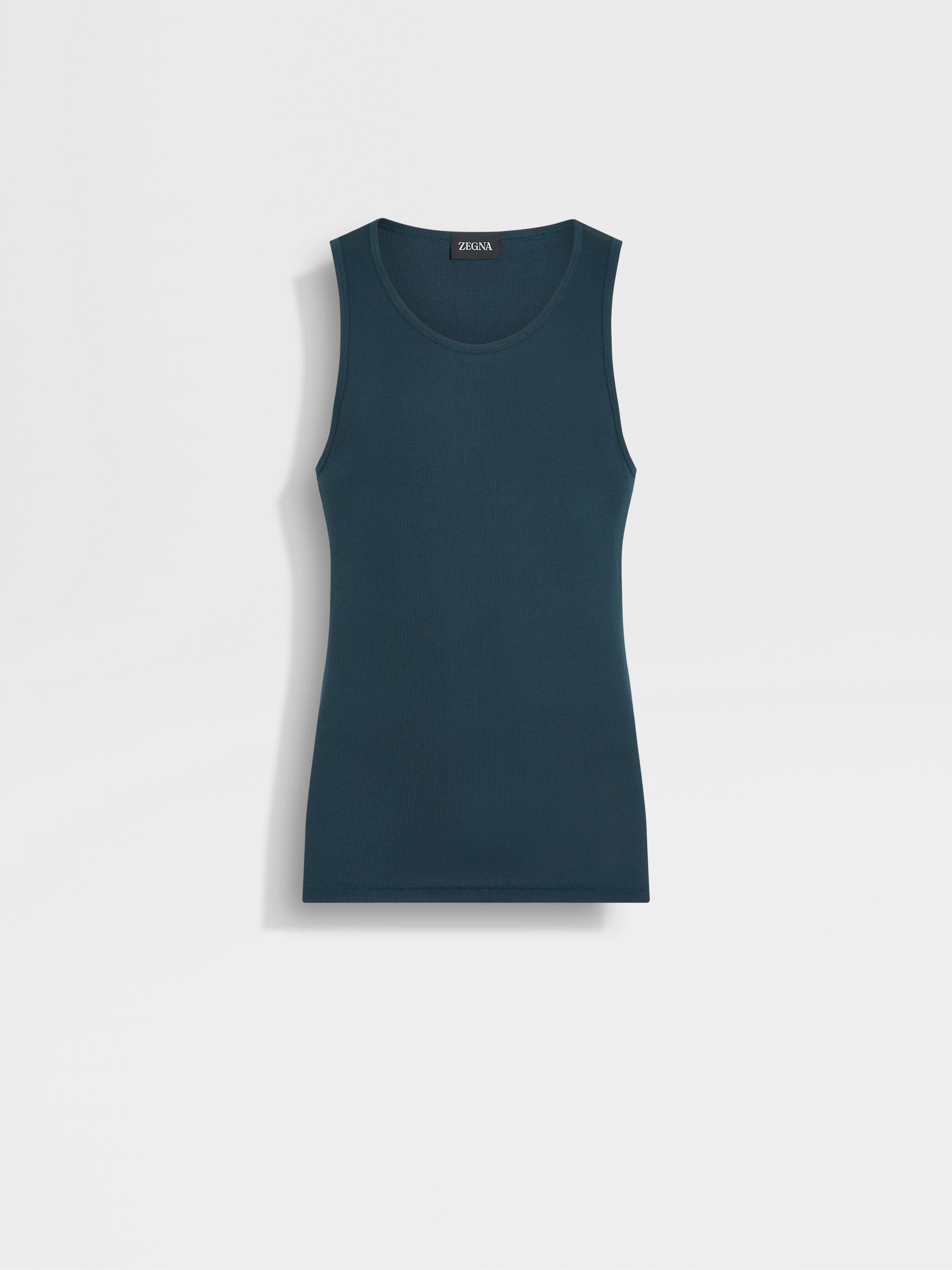 Dark Green Cotton and Modal Tank Top Main product photo
