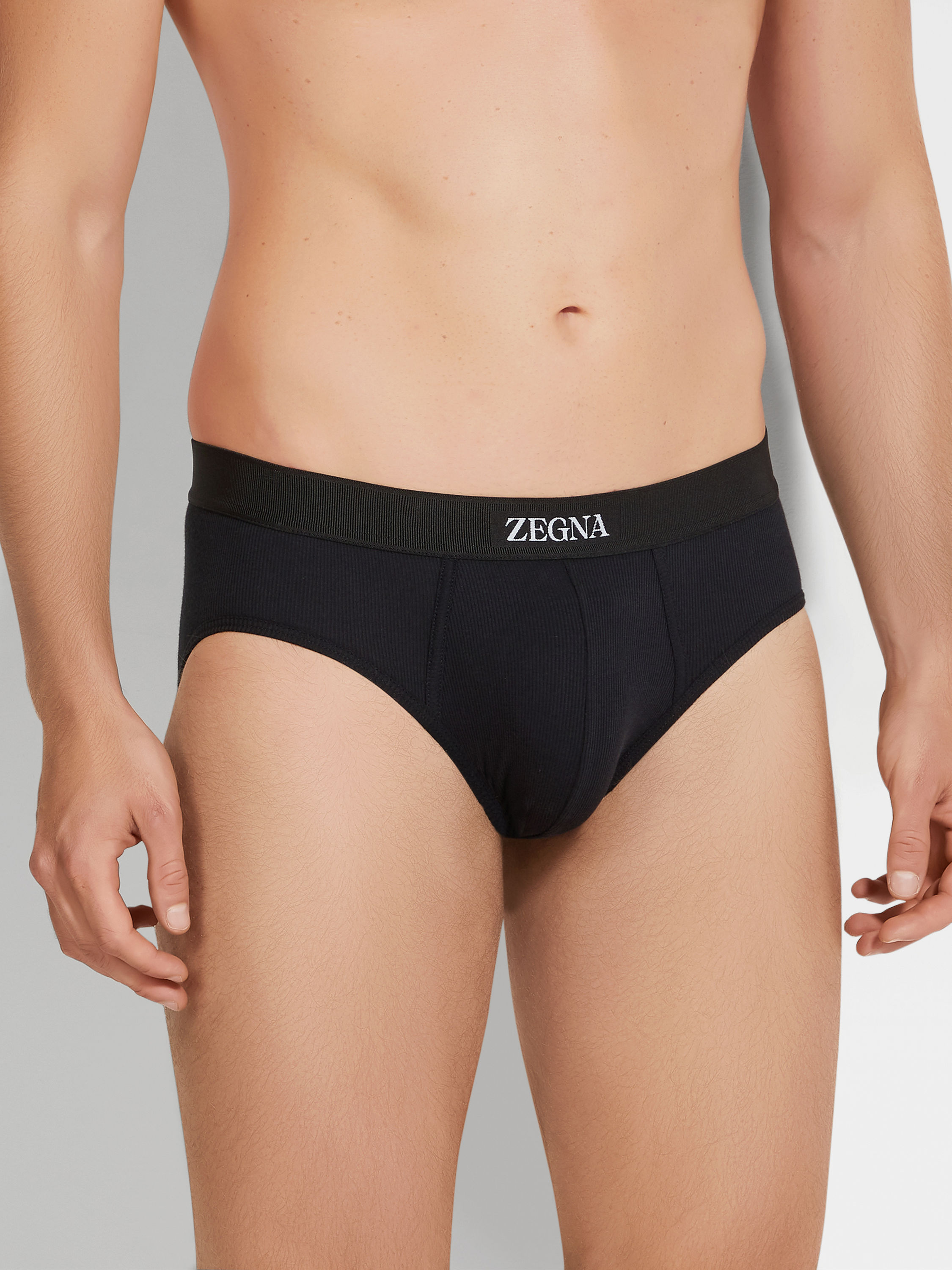 Black Cotton Blend Briefs Product detail photo #1