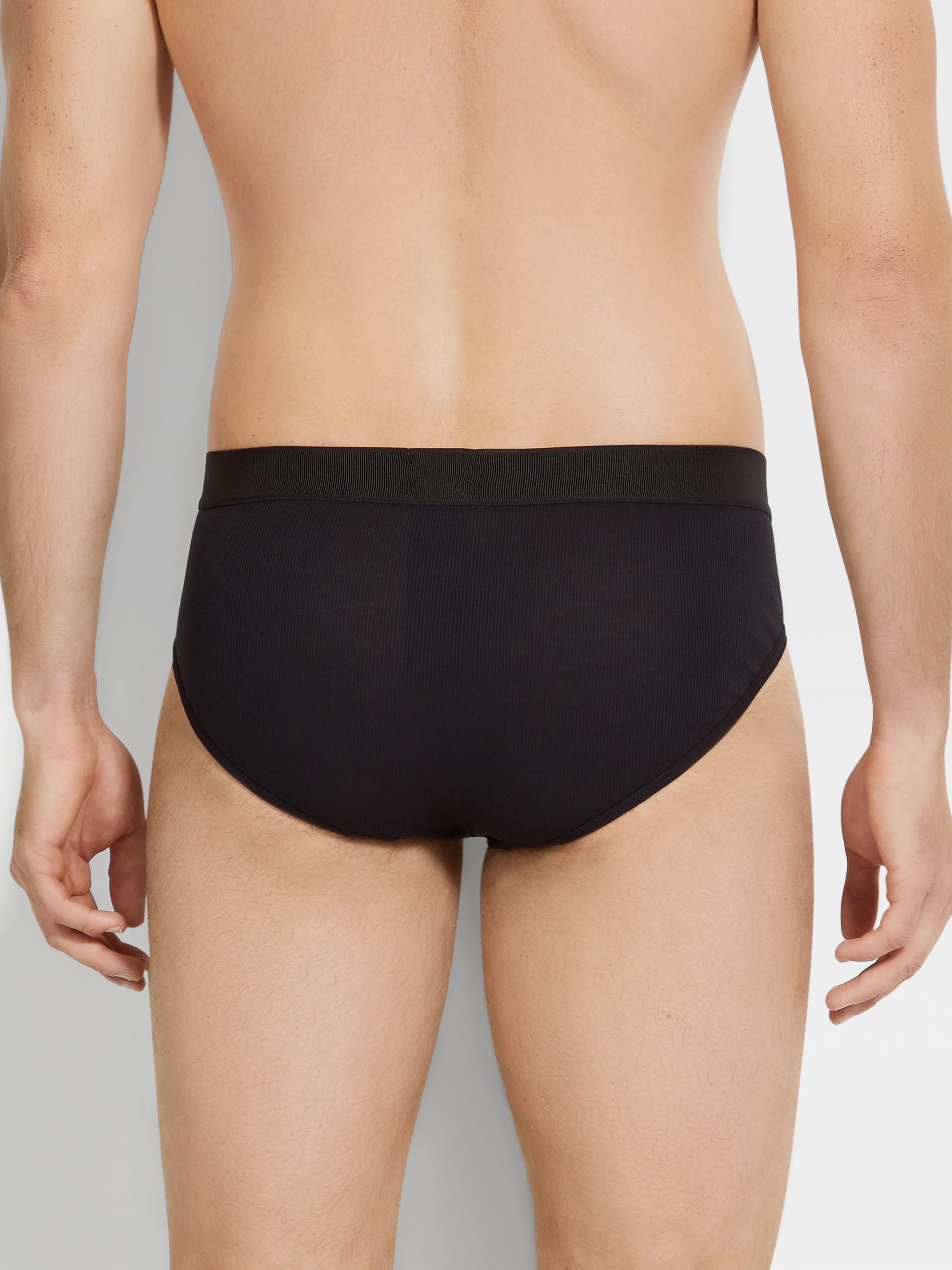 Black Cotton Blend Briefs Product detail photo #2