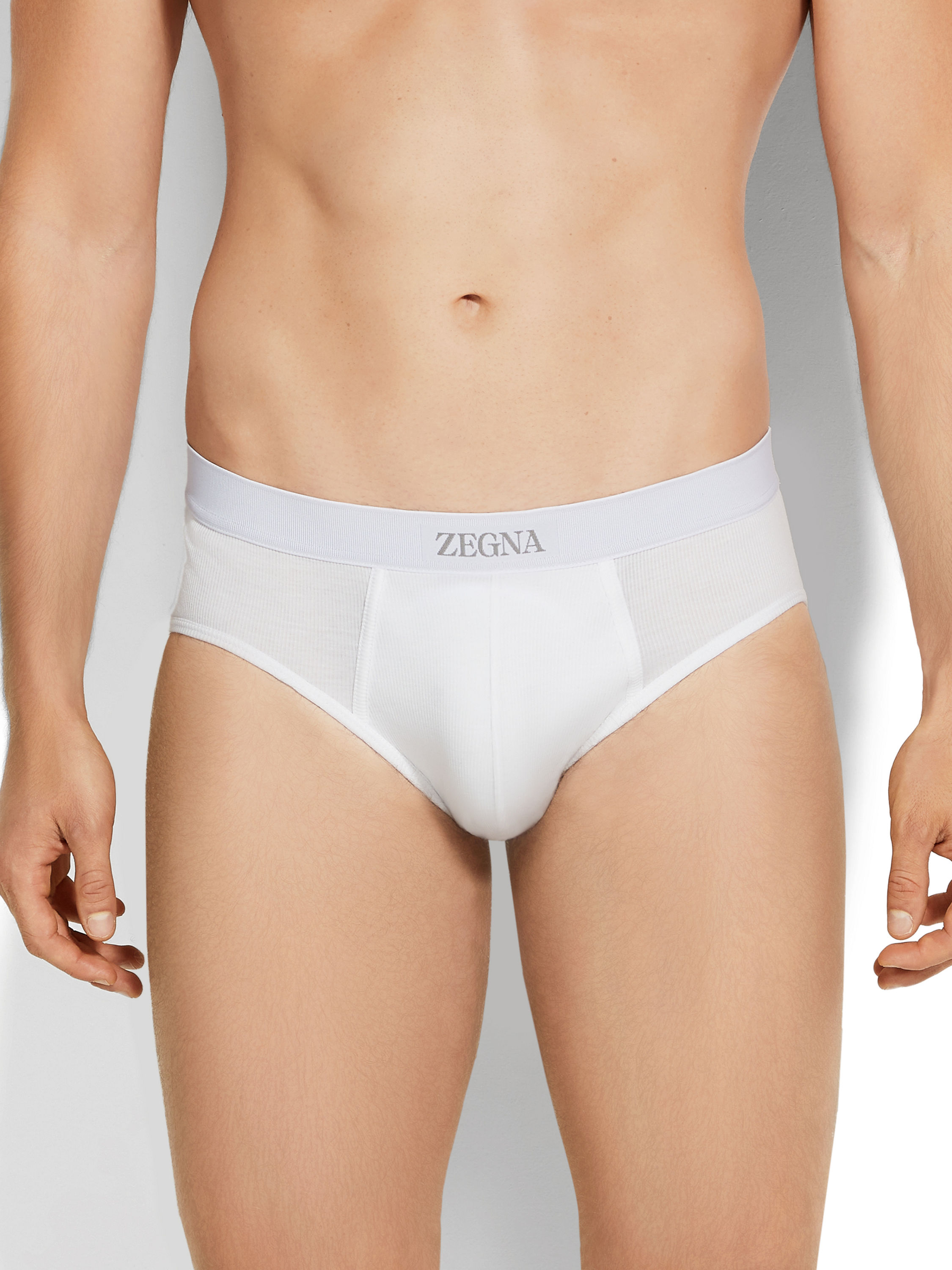 白色棉质混纺中腰三角内裤 产品细节图 #1