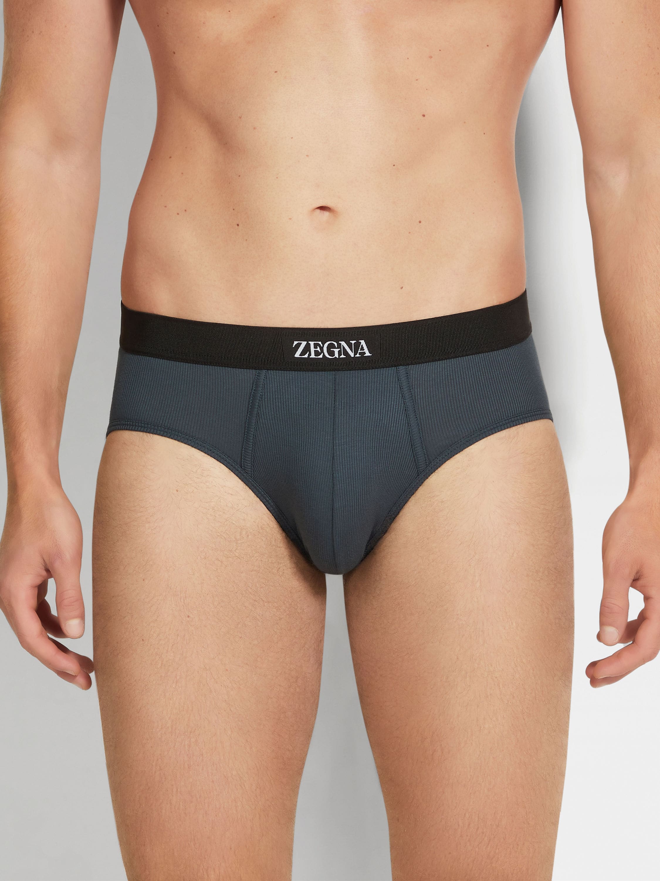 Blue Cotton Blend Briefs Product detail photo #1