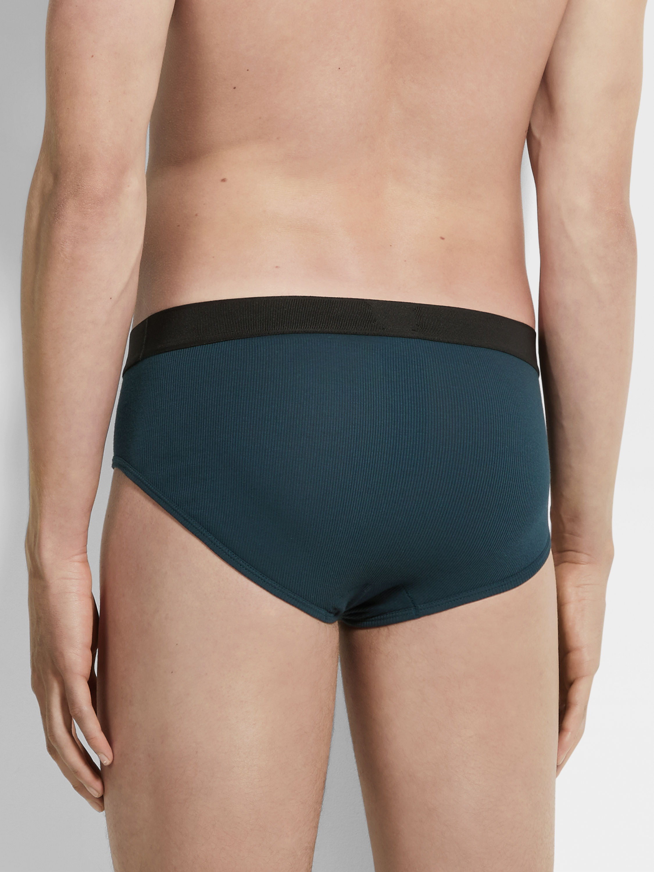 Dark Green Cotton and Modal Midi Briefs Product detail photo #2