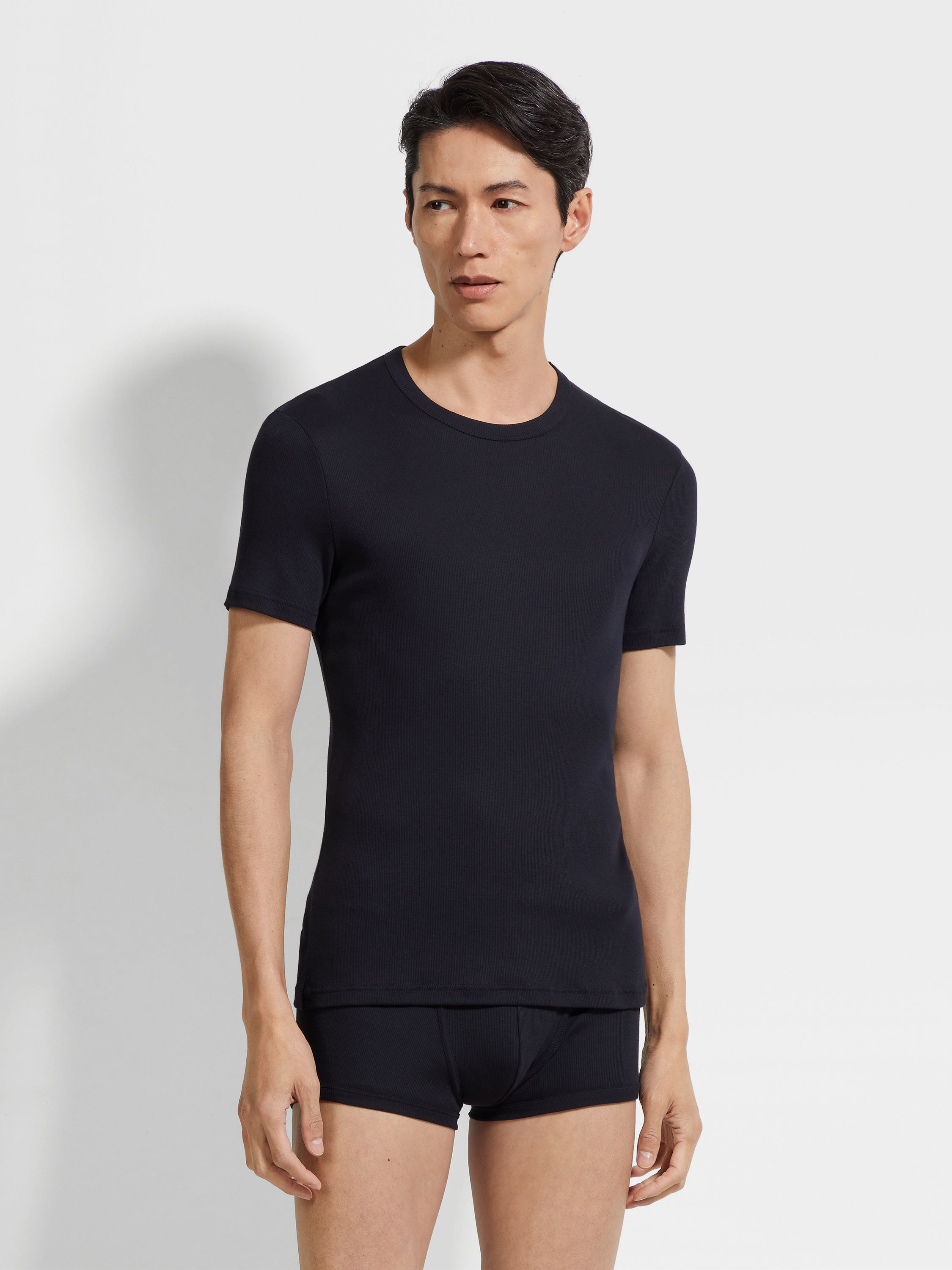 黑色棉莫代尔 T 恤 产品细节图 #2