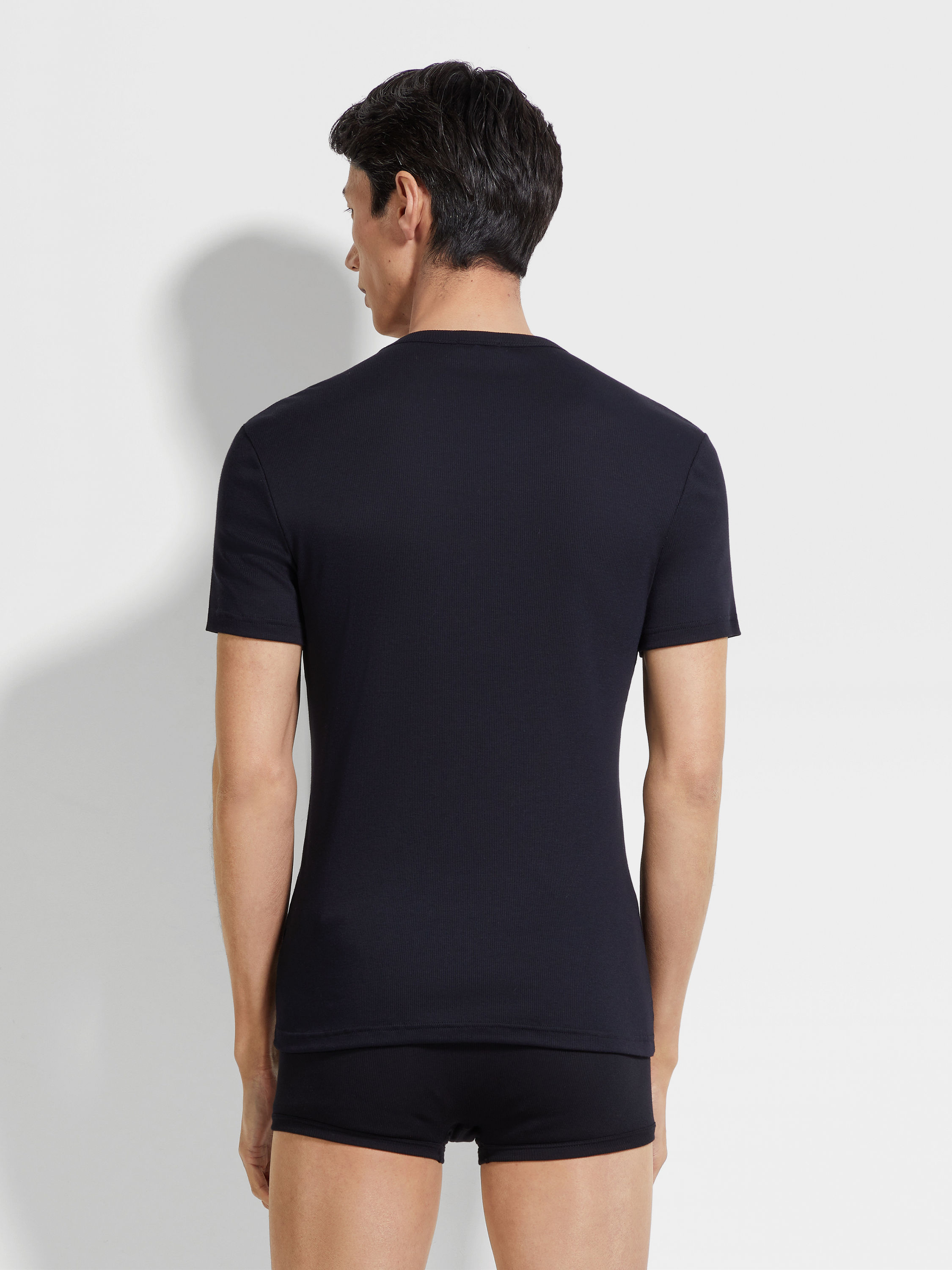 黑色棉莫代尔 T 恤 产品细节图 #3