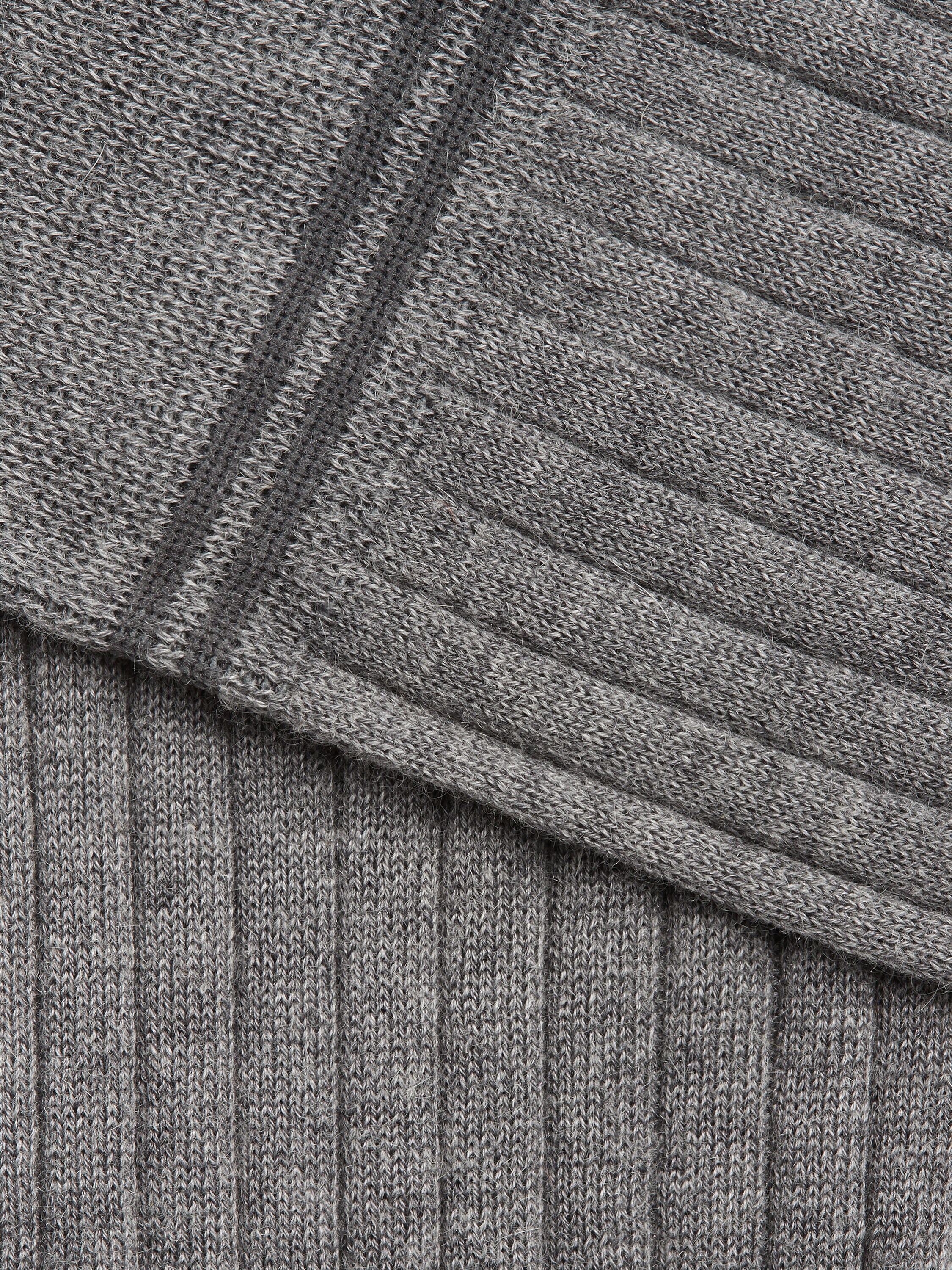 Grey Mélange Cotton Cashmere and Silk Blend Socks Product detail photo #1
