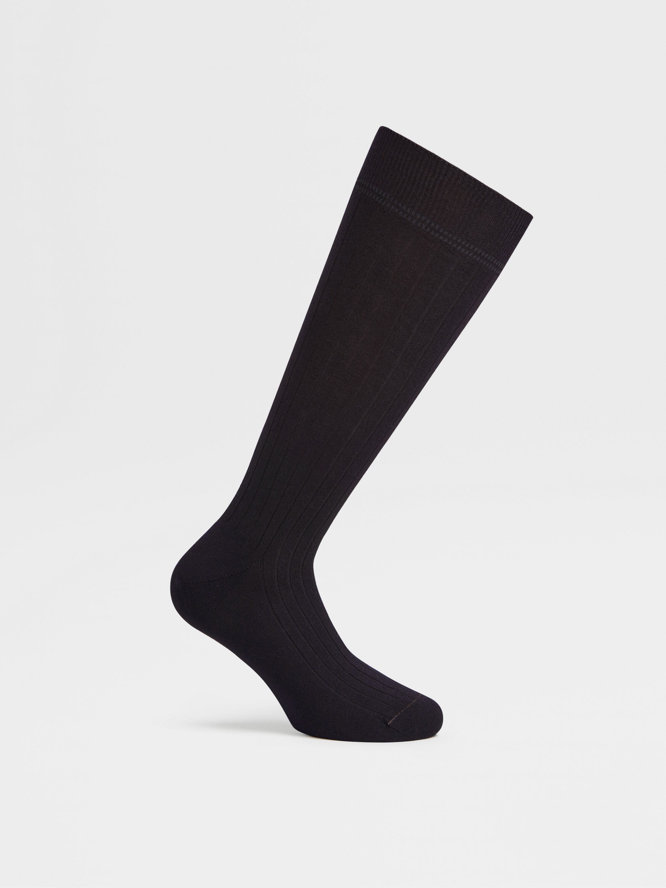 Navy Blue Cotton Cashmere and Silk Socks Product detail photo #2