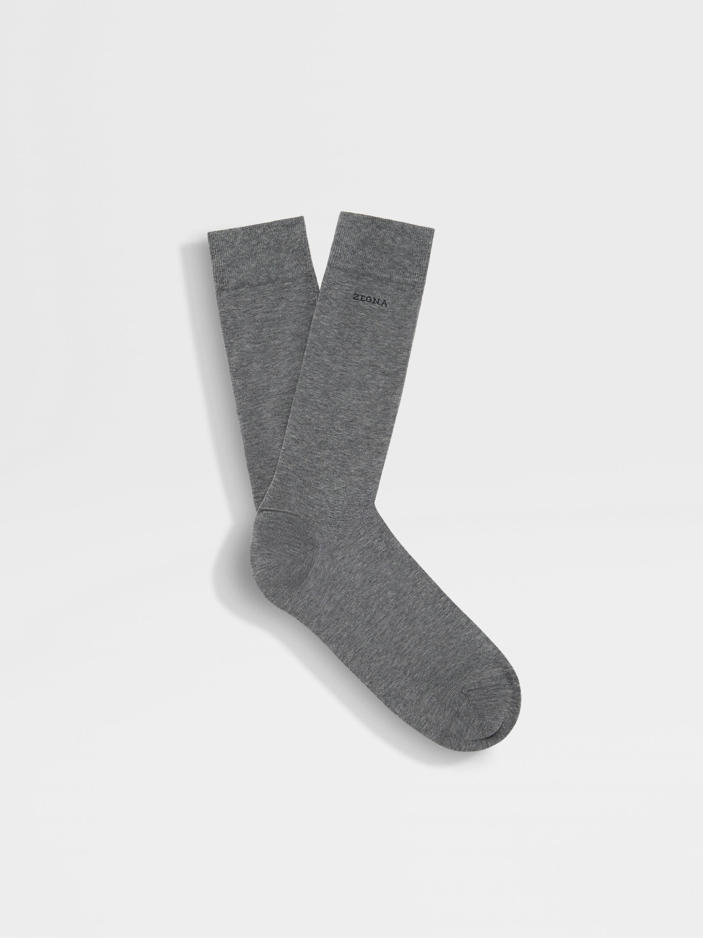 Grey Cotton Blend Socks 