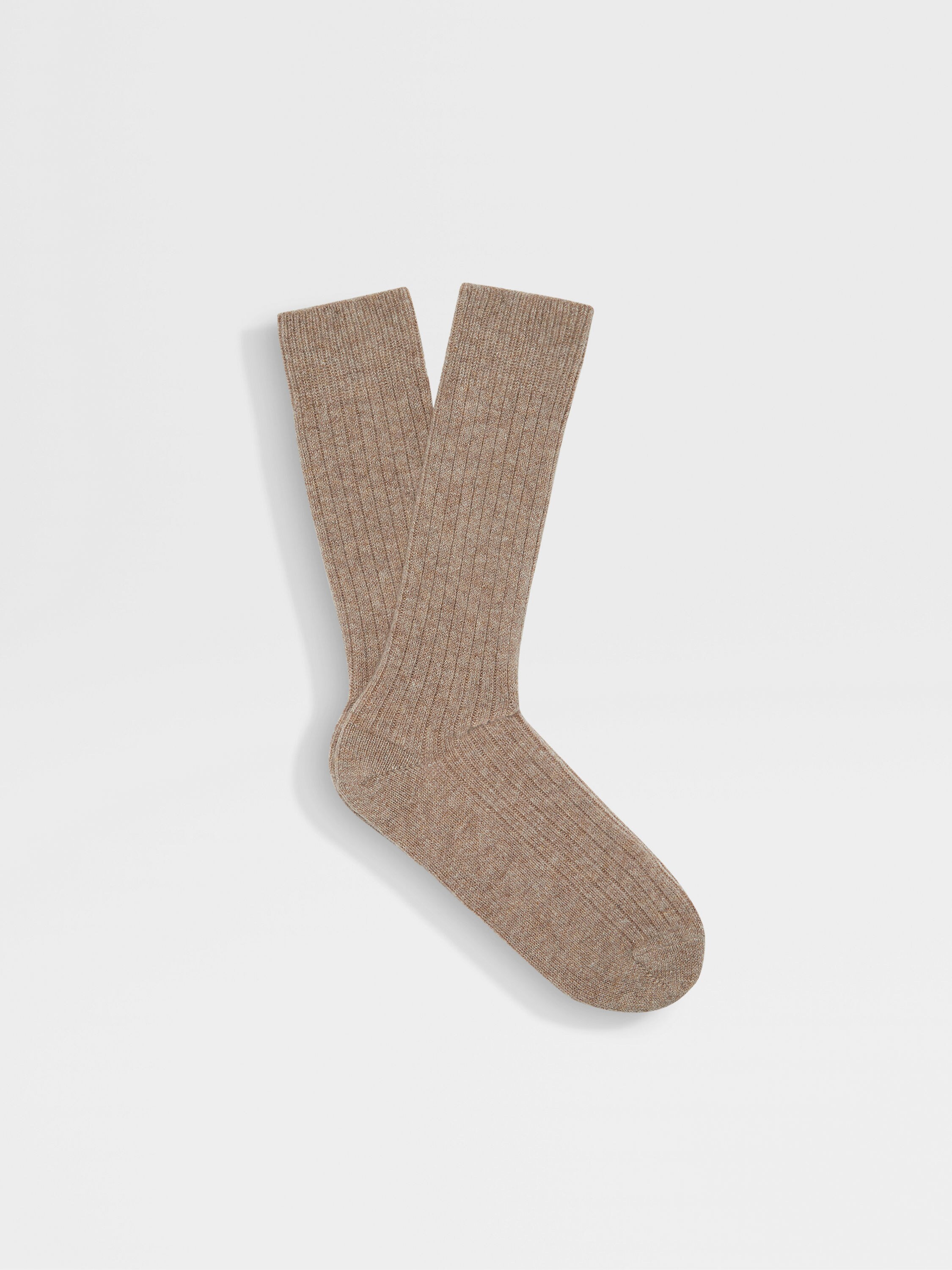 Dark Beige Cashmere Blend Socks 