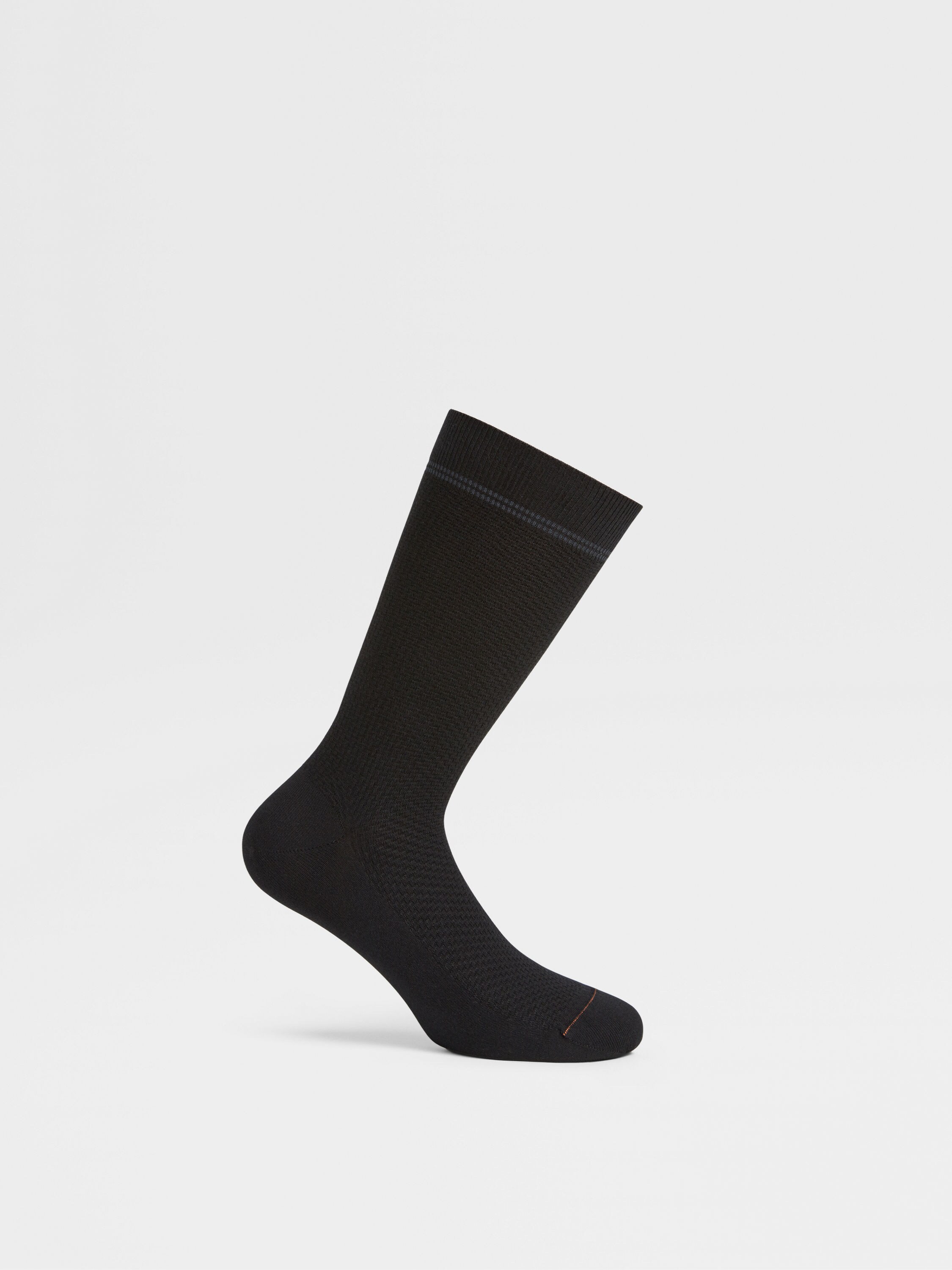 Black Cotton Blend Socks Product detail photo #2
