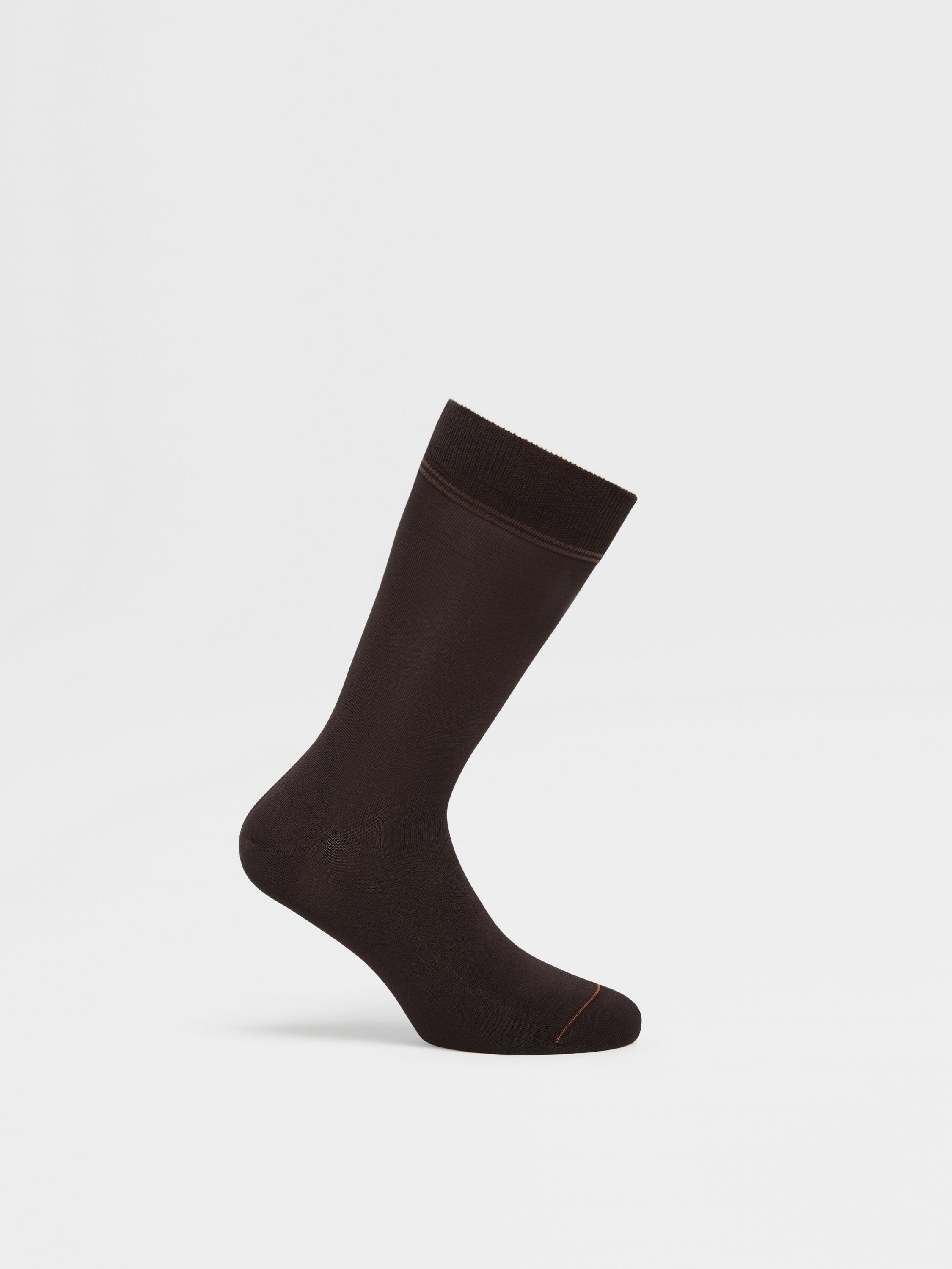 Dark Brown Cotton Blend Socks Product detail photo #2