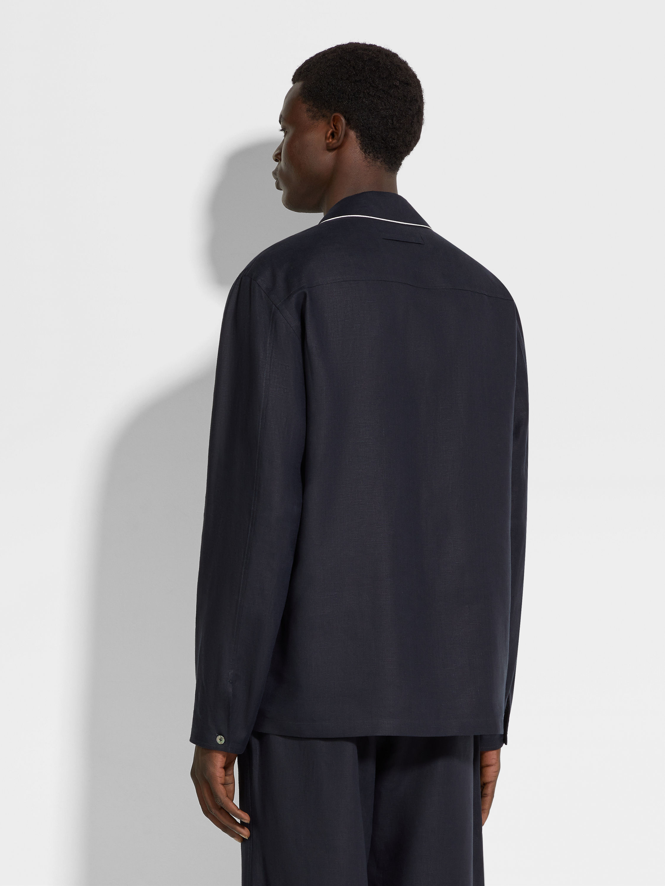 Navy Blue Oasi Lino Pajamas Product detail photo #5