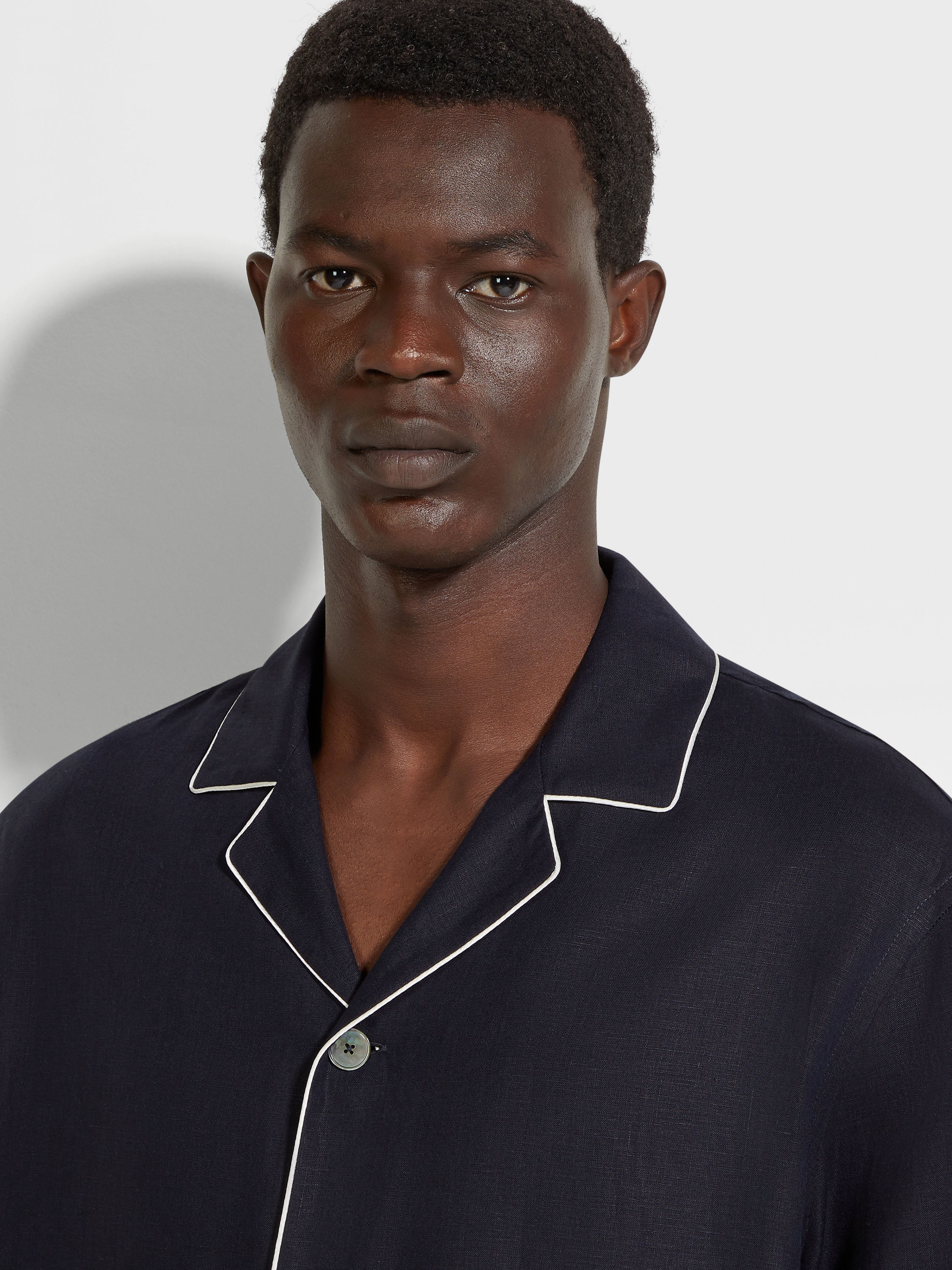 Navy Blue Oasi Lino Pajamas Product detail photo #2