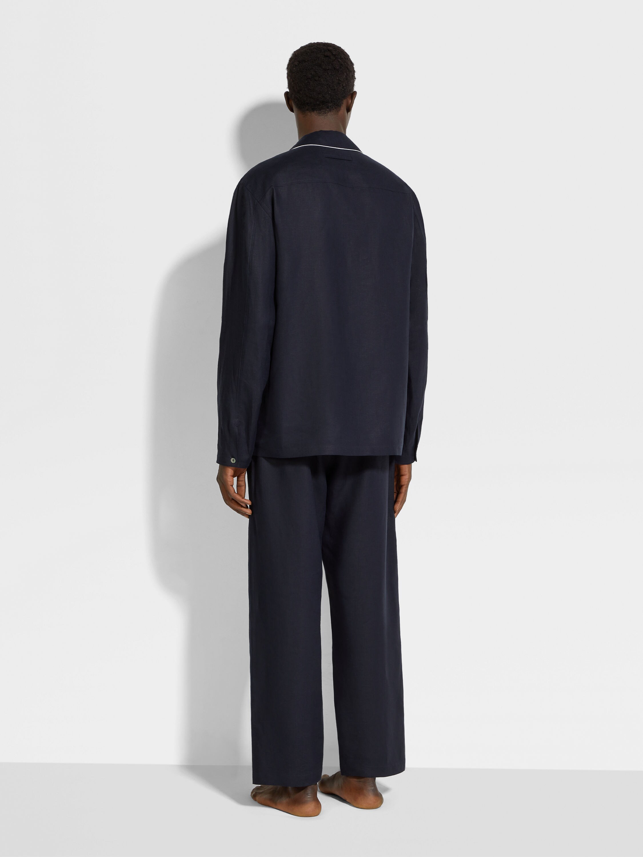 Navy Blue Oasi Lino Pajamas Product detail photo #3