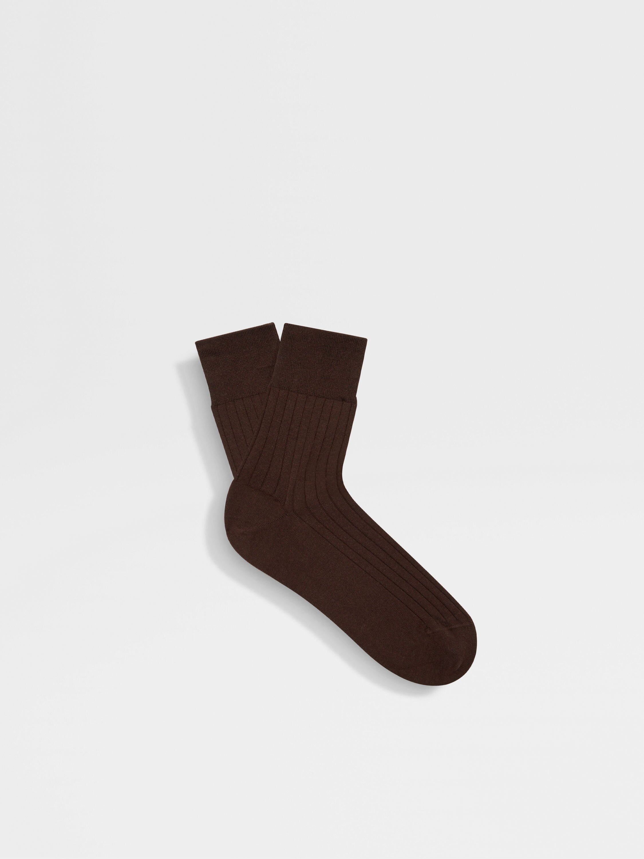 Brown Cotton Cashmere and Silk Socks 