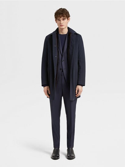 AM092　Ermenegildo Zegna 12milmil12 コート Ermenegildo Zegna Navy 12milmil12 Puppytooth Mila Suit
