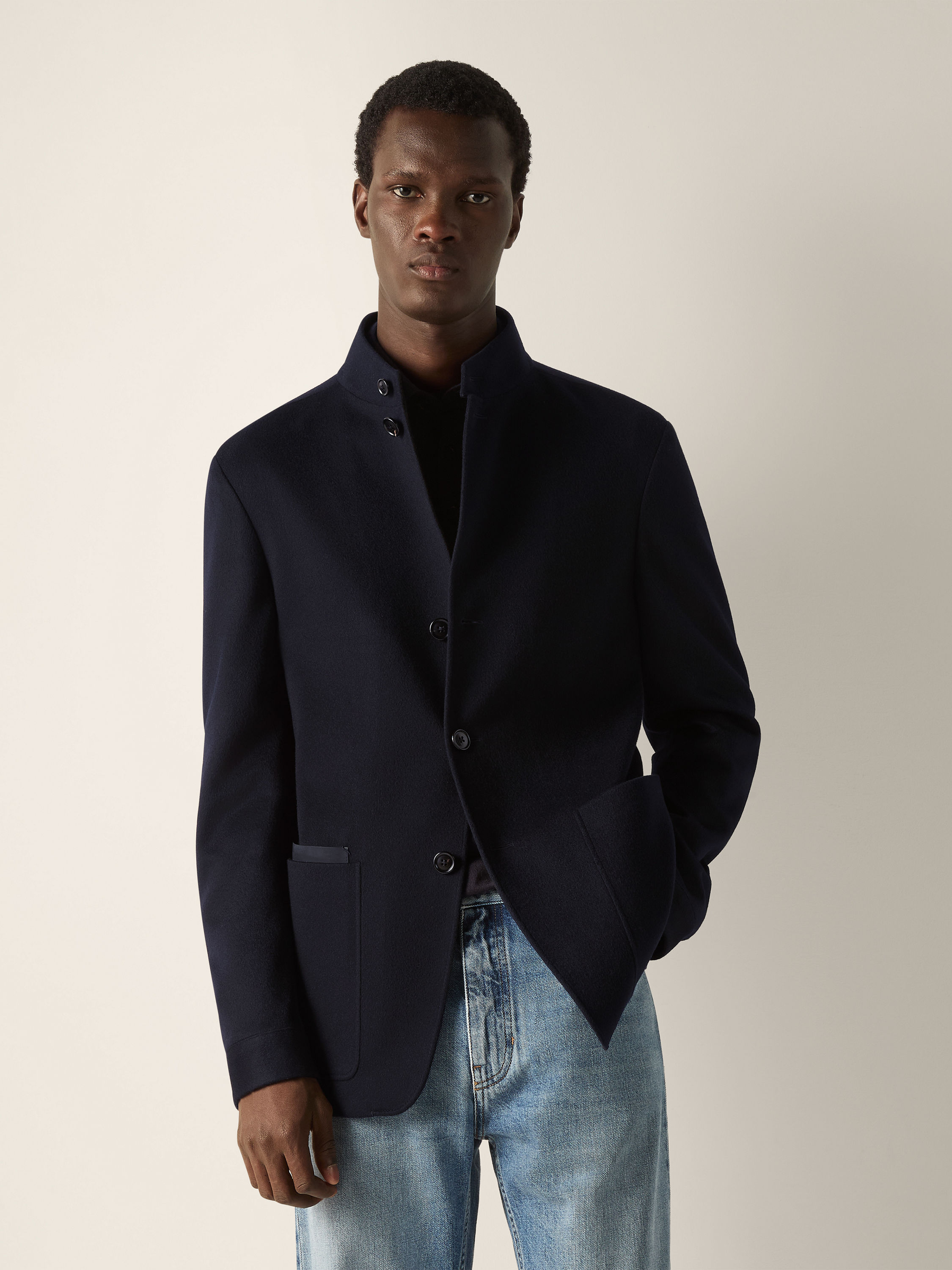 Navy Blue Oasi Cashmere Il Conte Jacket Product detail photo #3