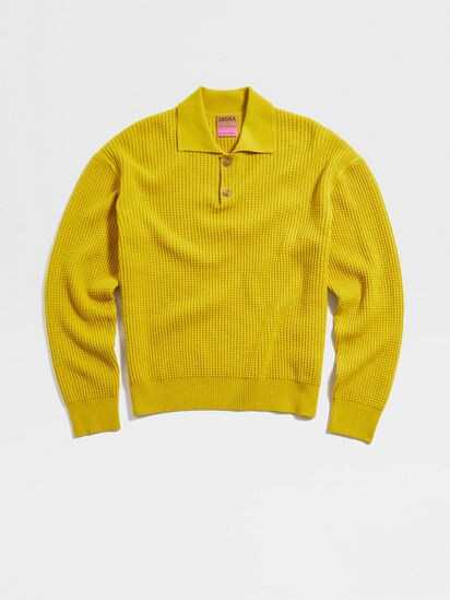 Bright yellow shop polo shirt