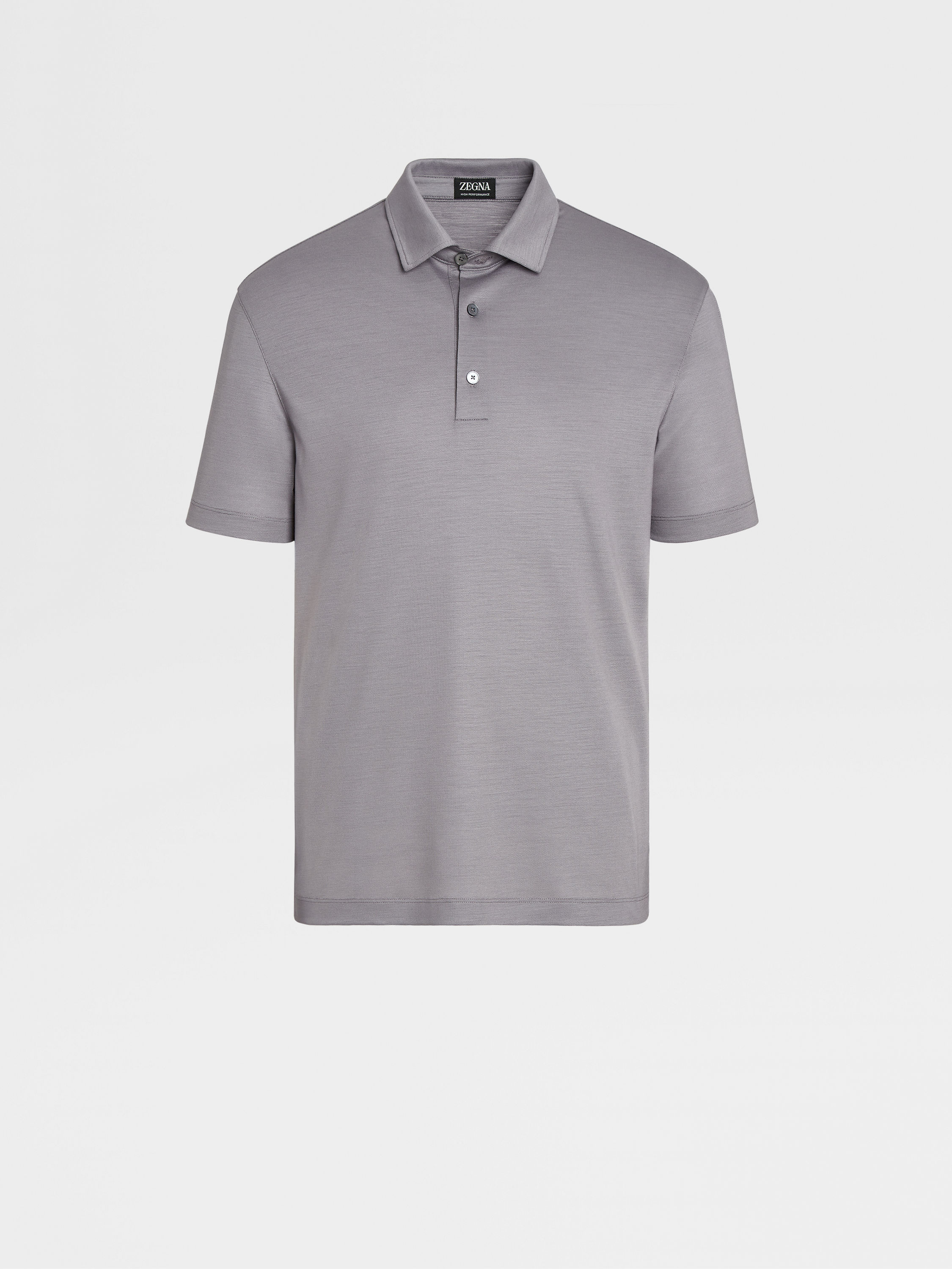 Grey M lange High Performance Wool Short sleeve Polo