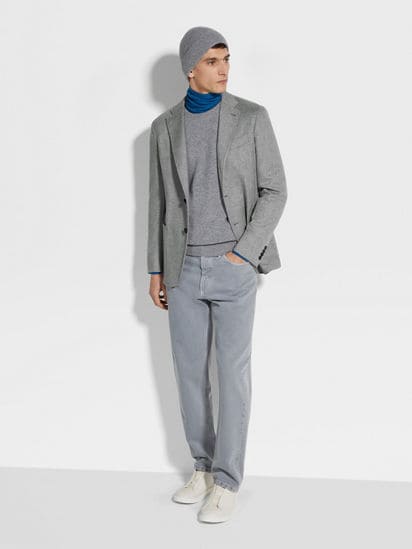 Grey Mélange Oasi Cashmere Jacket FW24 22377431 | Zegna GB Grey Mélange Oasi Cashmere Jacket FW24 22377431 | Zegna GB