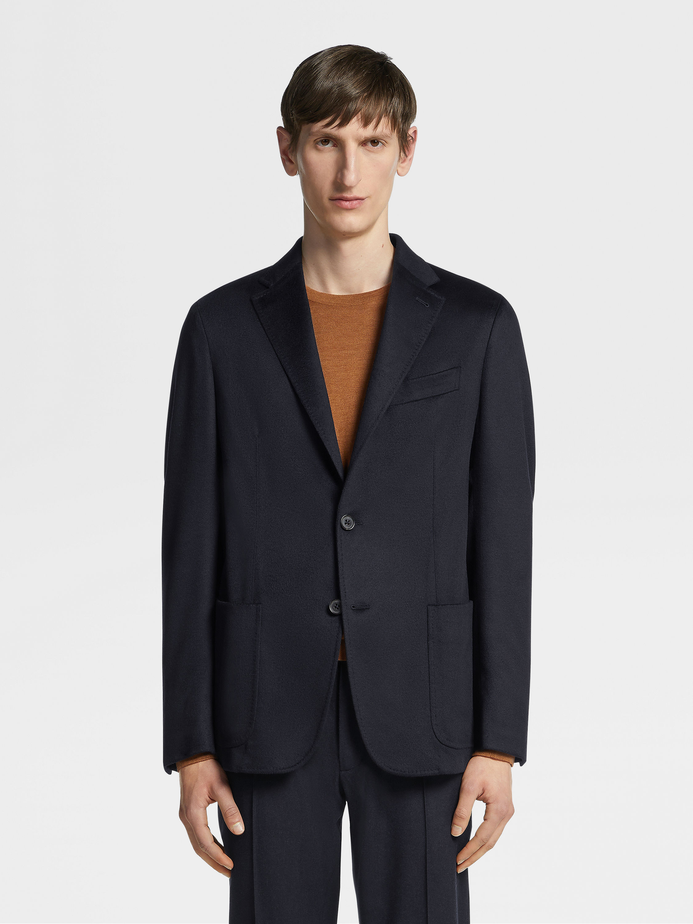 Navy Blue Oasi Cashmere Shirt Jacket Product detail photo #3