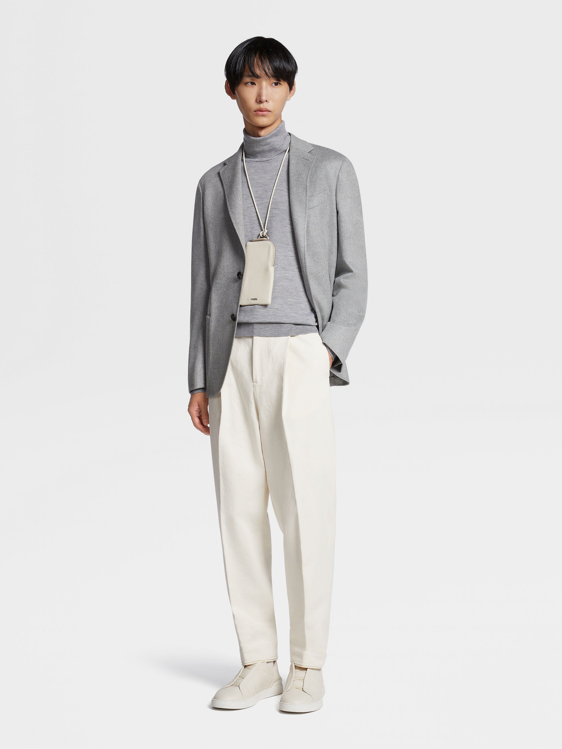 Grey Mélange Oasi Cashmere Jacket Product detail photo #1