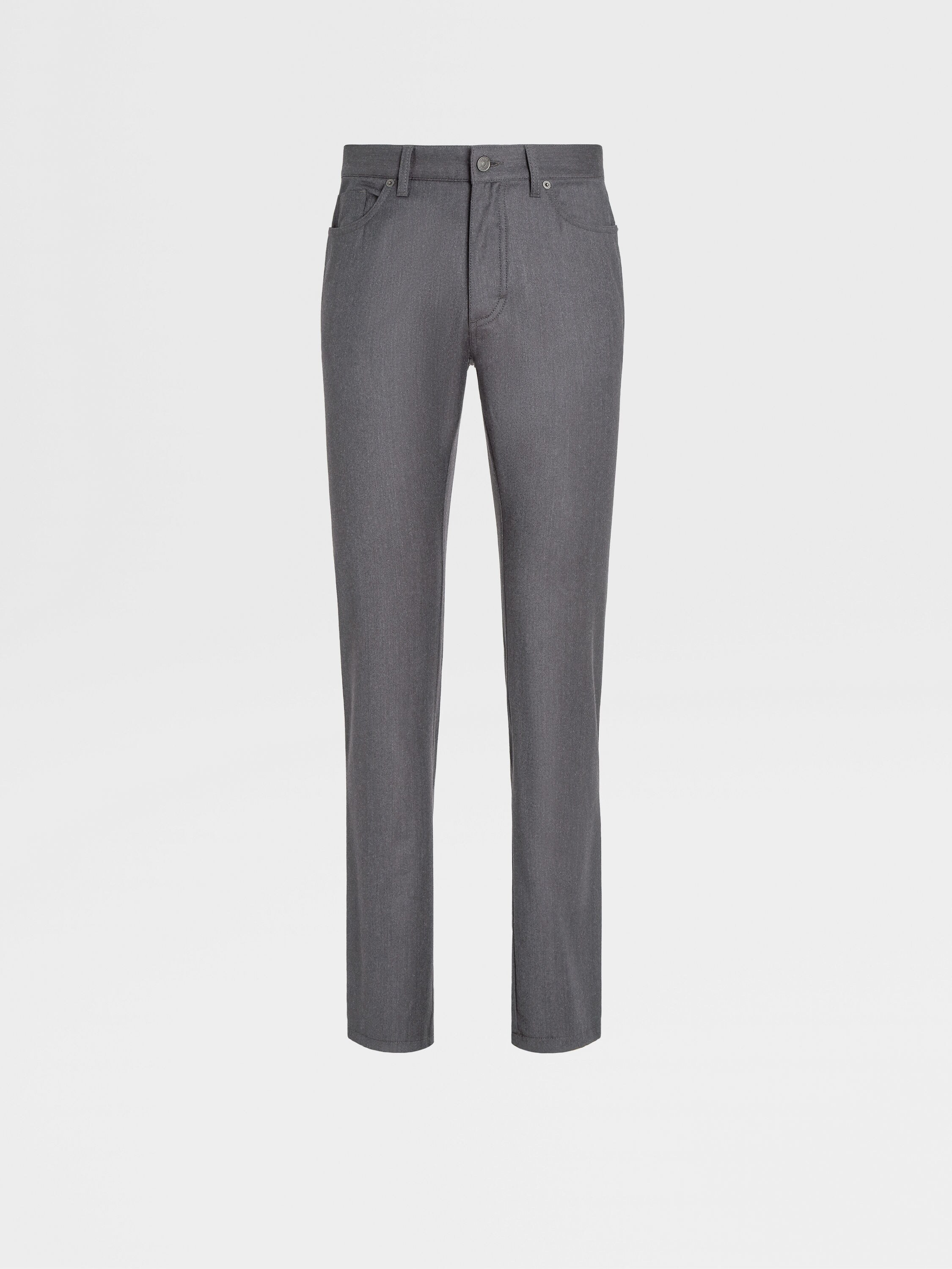 Grey Stone-washed Wool Jeans 