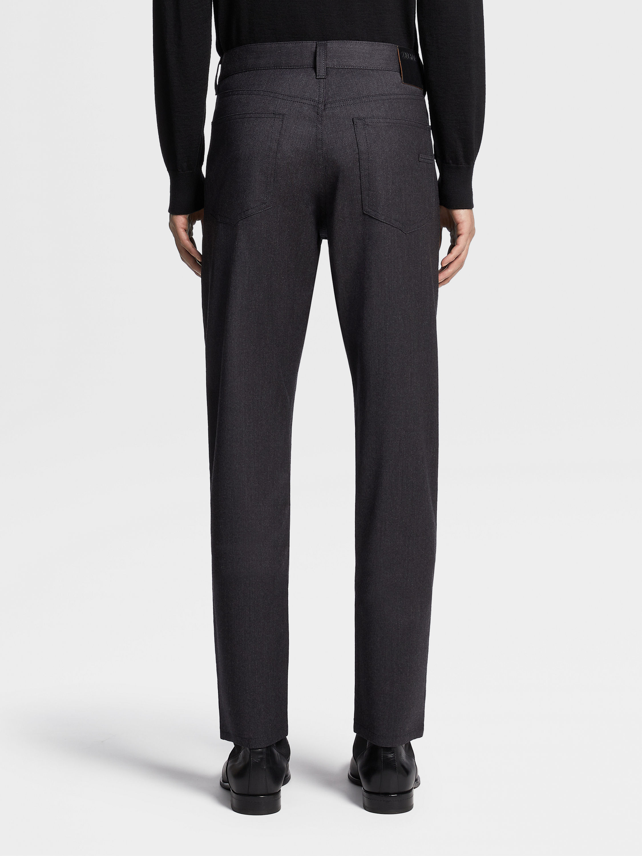 Dark Grey Stone-washed Wool Jeans Product detail photo #2