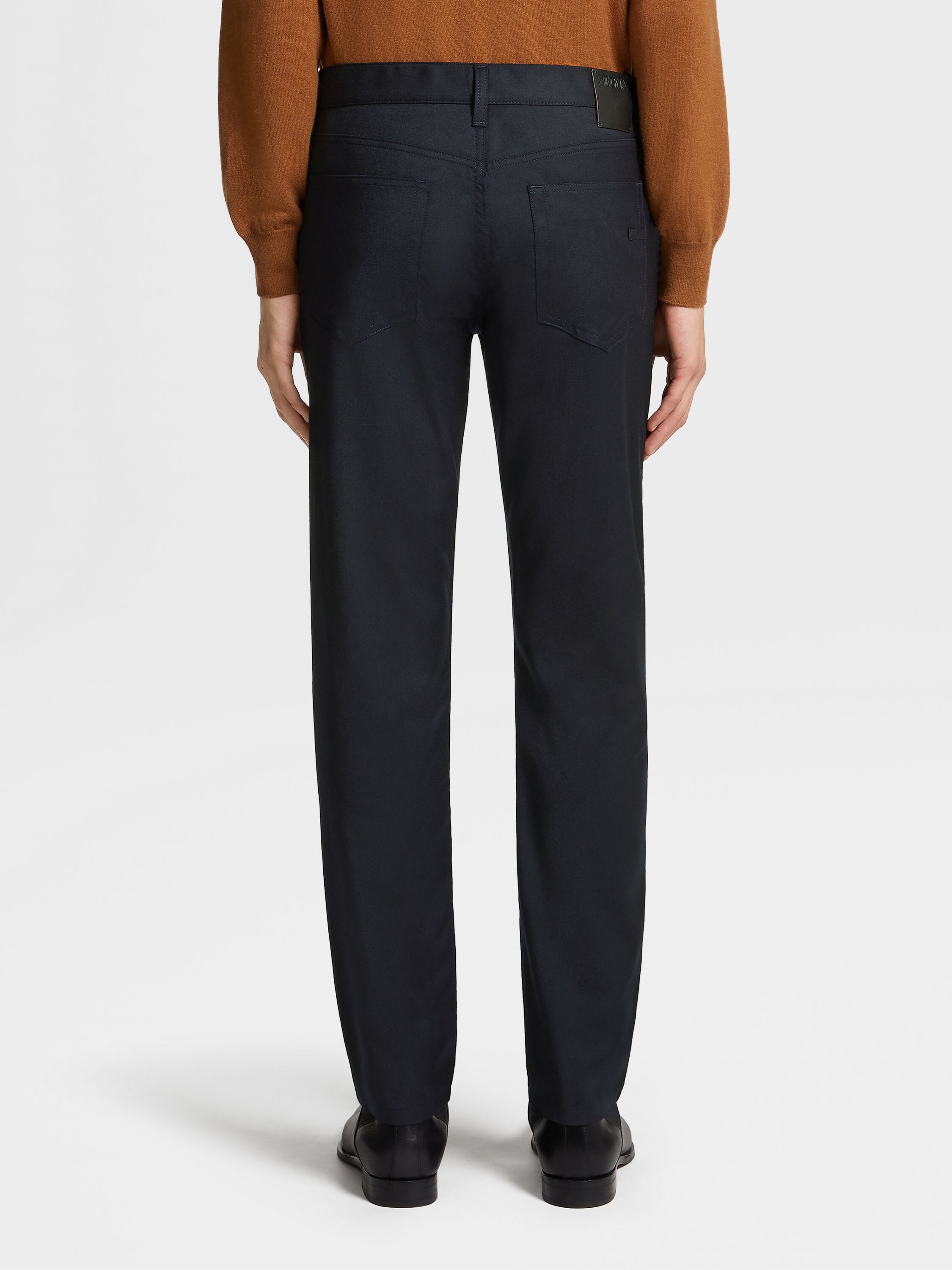 Dark Blue Stone-washed Wool Jeans Product detail photo #2