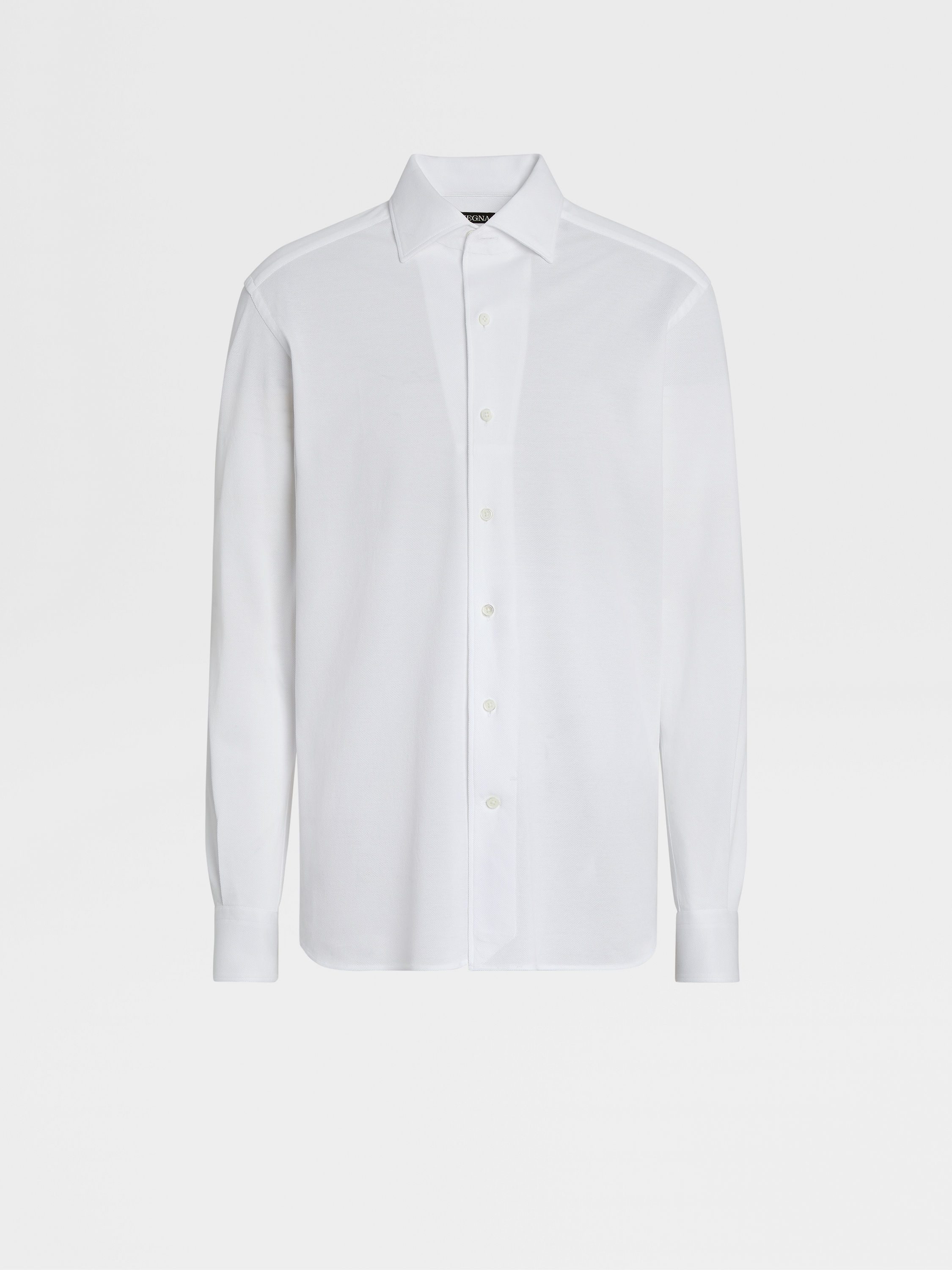White Jersey Cotton Long-sleeve Shirt
