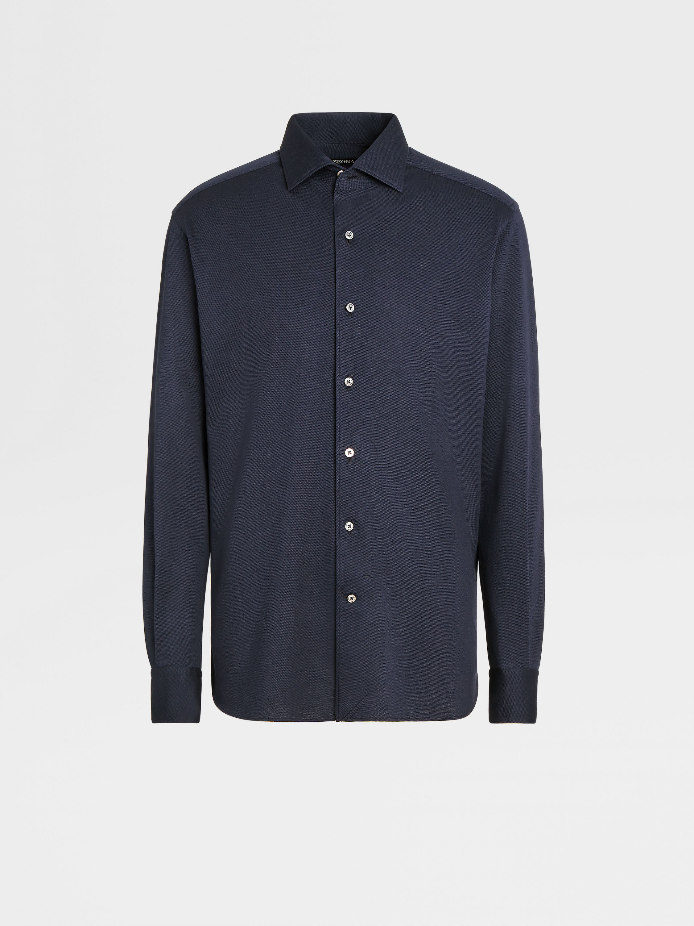 Navy Blue Jersey Cotton Long-sleeve Shirt FW23 22126248 | Zegna CH