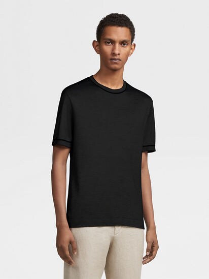 Black Zegna Silk T-shirt SS24 26656638 | Zegna US