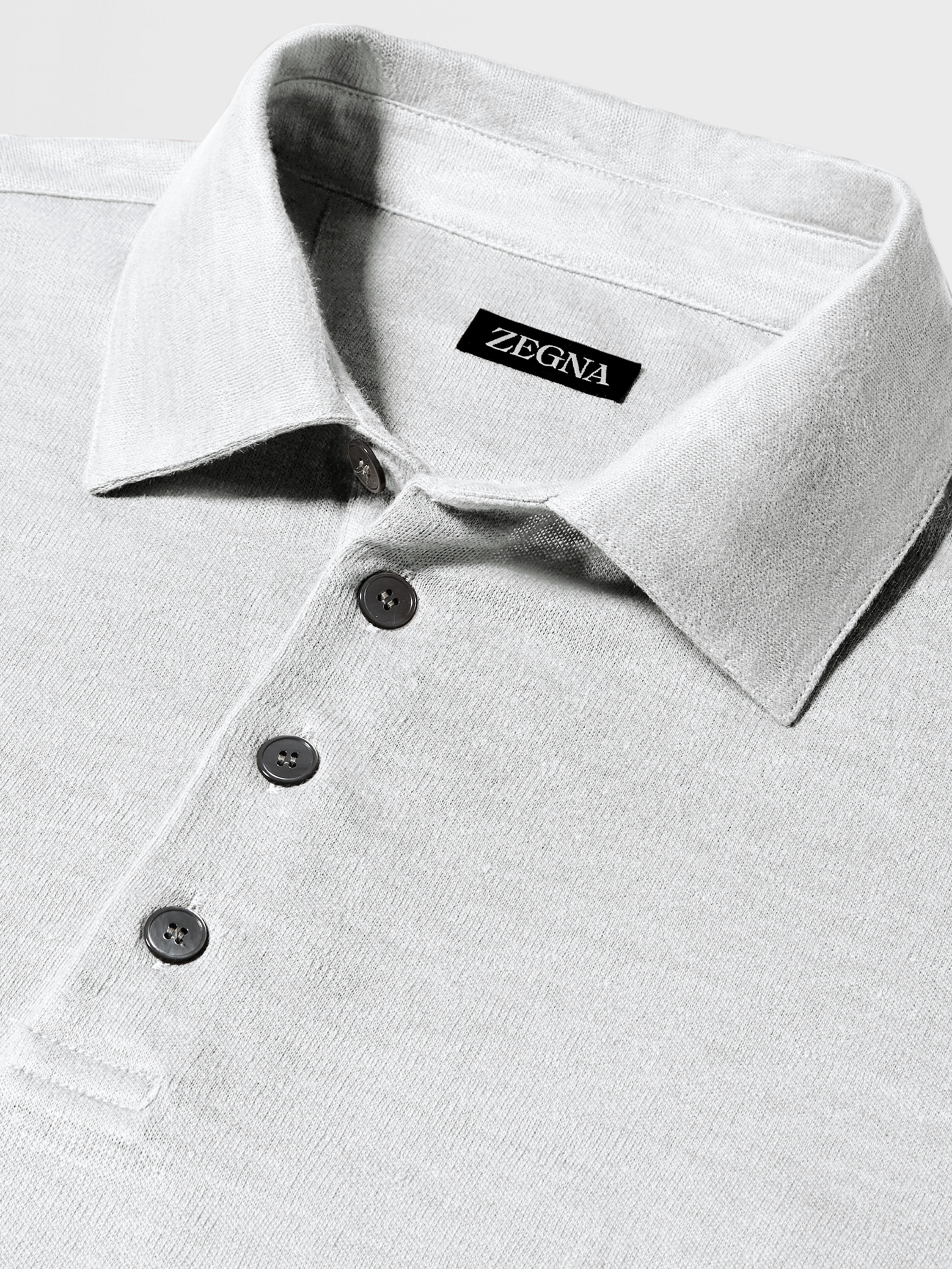 White Pure Linen Short-sleeve Polo Product detail photo #3