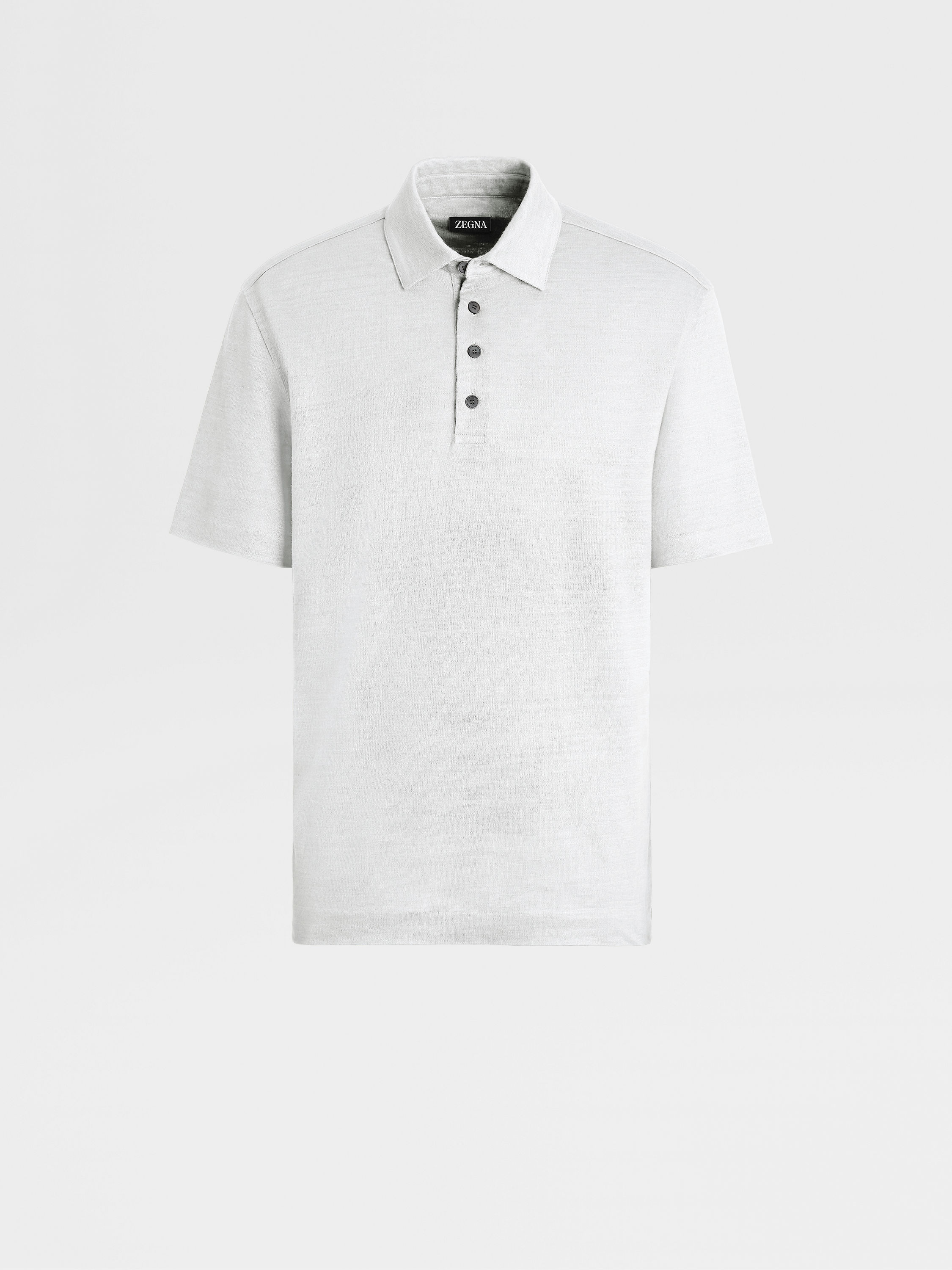 White Pure Linen Short-sleeve Polo