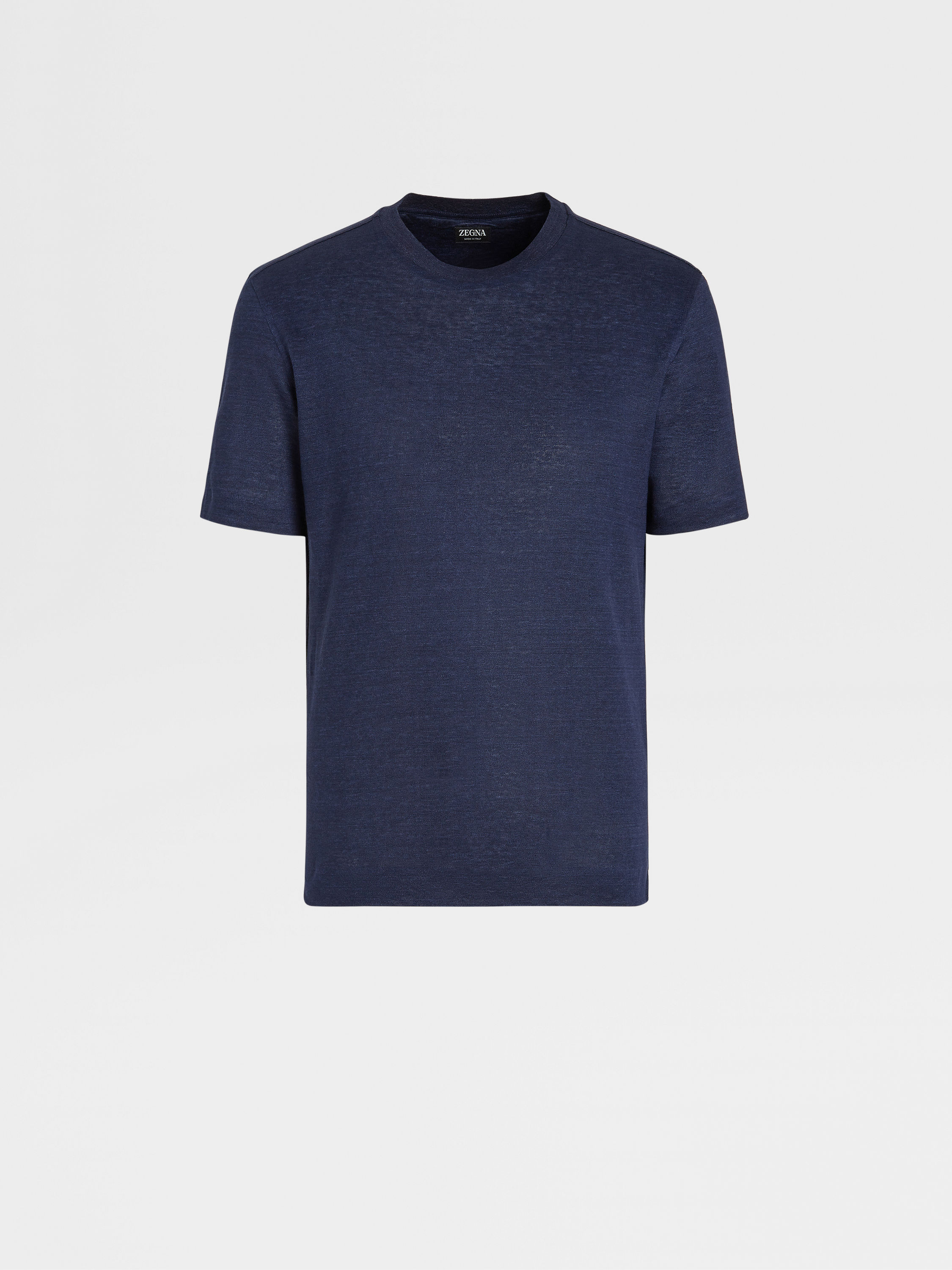 T-shirt a Maniche Corte in Puro Lino Blu Navy Foto principale del prodotto