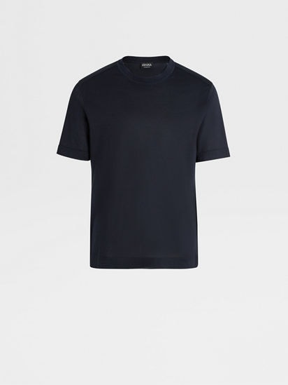 Tシャツ・カットソー ZEGNA SS25 COTTON AND SILK T-SHIRT (RUF366A9 F734 NAVY) Navy Blue Leggerissimo Cotton and Silk T-shirt SS25 26596480