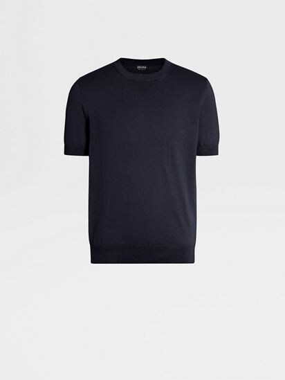 Navy Blue Premium Cotton T-shirt SS25 26472501 | Zegna ES