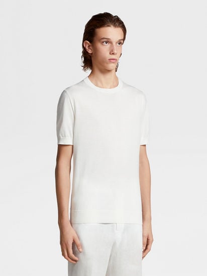 White Premium Cotton T-shirt SS24 | 26472573 Zegna US