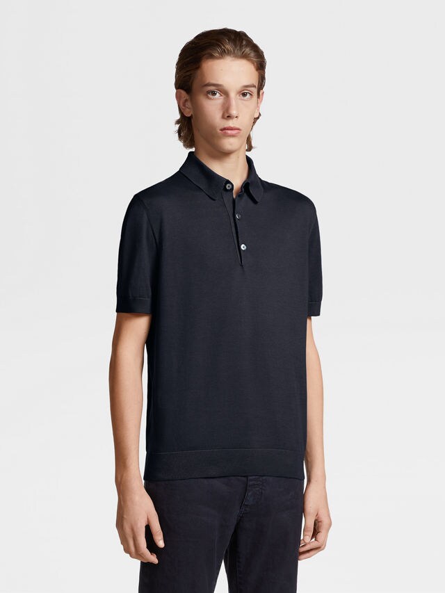 Navy Blue Premium Cotton Polo Shirt Product detail photo #1
