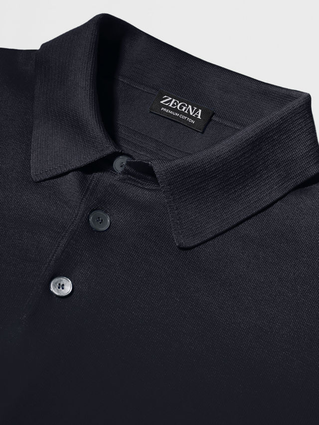 Navy Blue Premium Cotton Polo Shirt Product detail photo #3