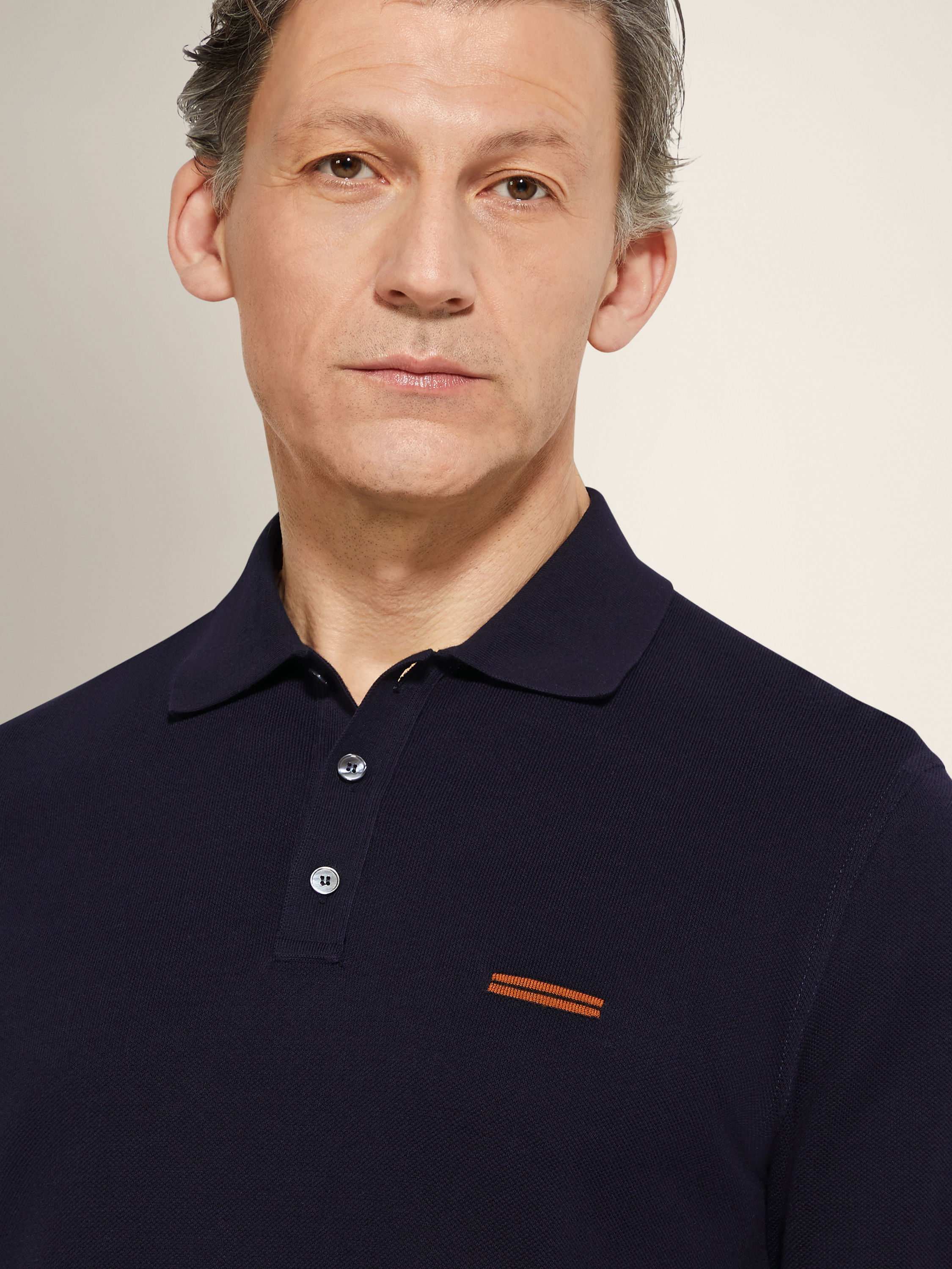 Navy Blue Cotton Polo Shirt Product detail photo #1